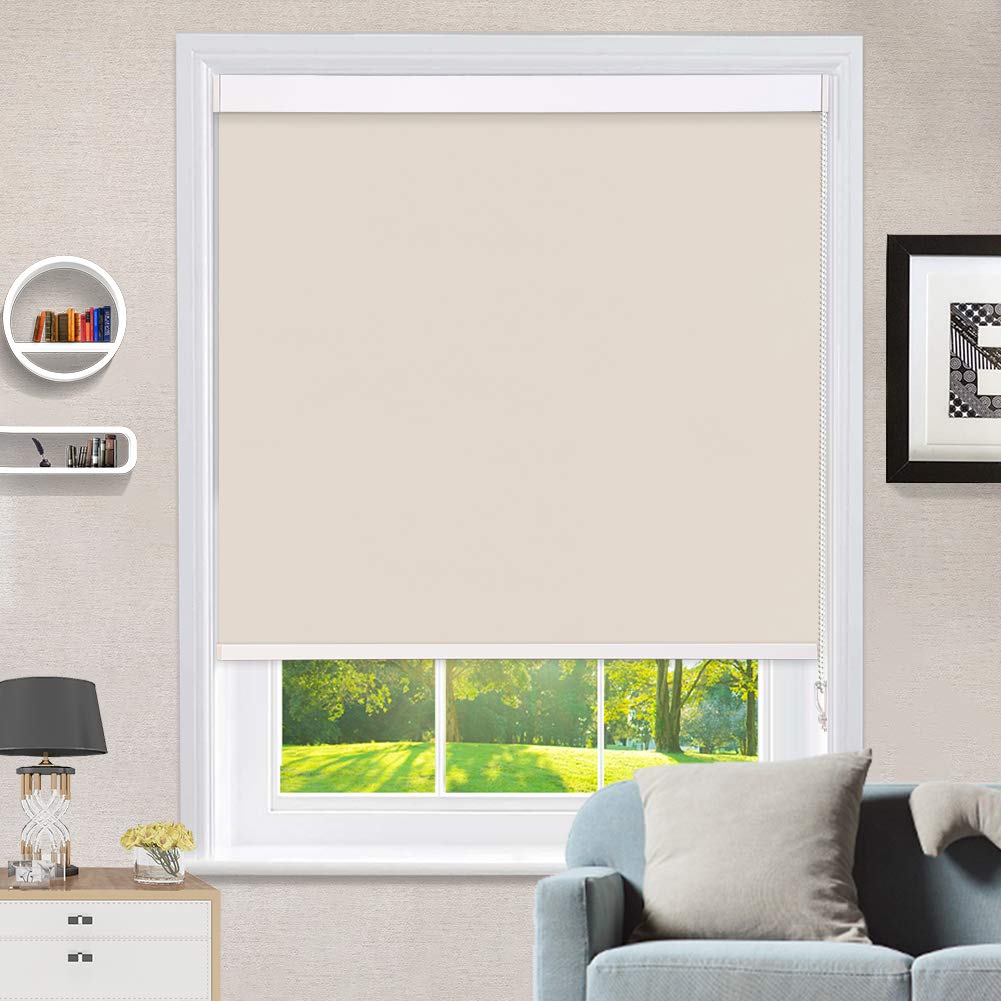 MiLin 100% Blackout Roller Shades with Premium Metal Valance - 36