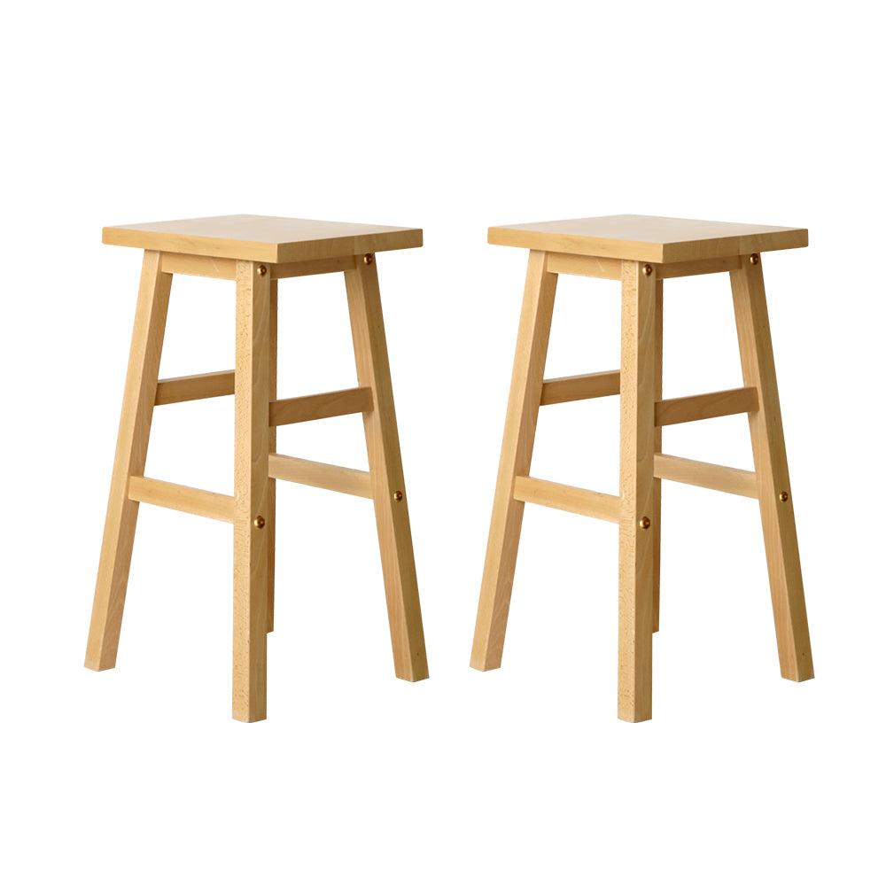 2-Pack Wooden Bar Stools for Kitchen Counter - Natural Finish Bar Height Stools with Back Support - Perfect for Breakfast Nook, Kitchen Island & Home Bar