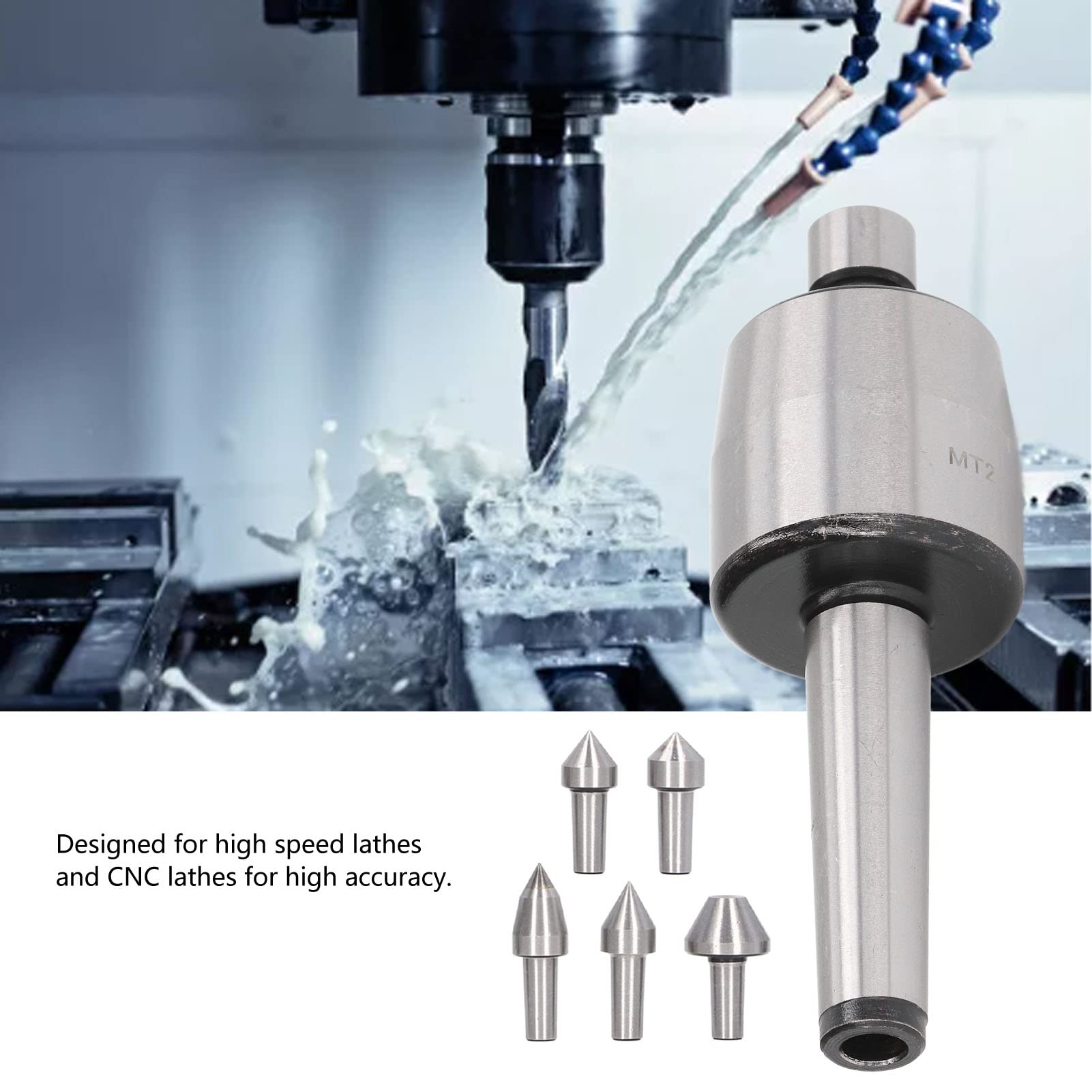 High Carbon Steel Live Center Tailstock - Precision Lathe Tool for High Speed Turning | Durable Revolving Turning Center for Metalworking & Woodworking Projects