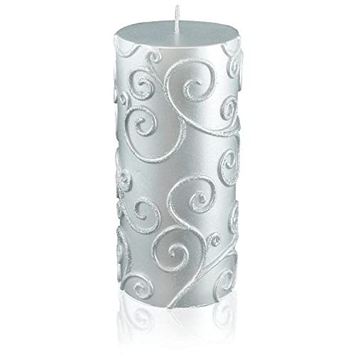 Jeco 3x6 Inch Purple Scroll Pillar Candles (Pack of 12) - 3
