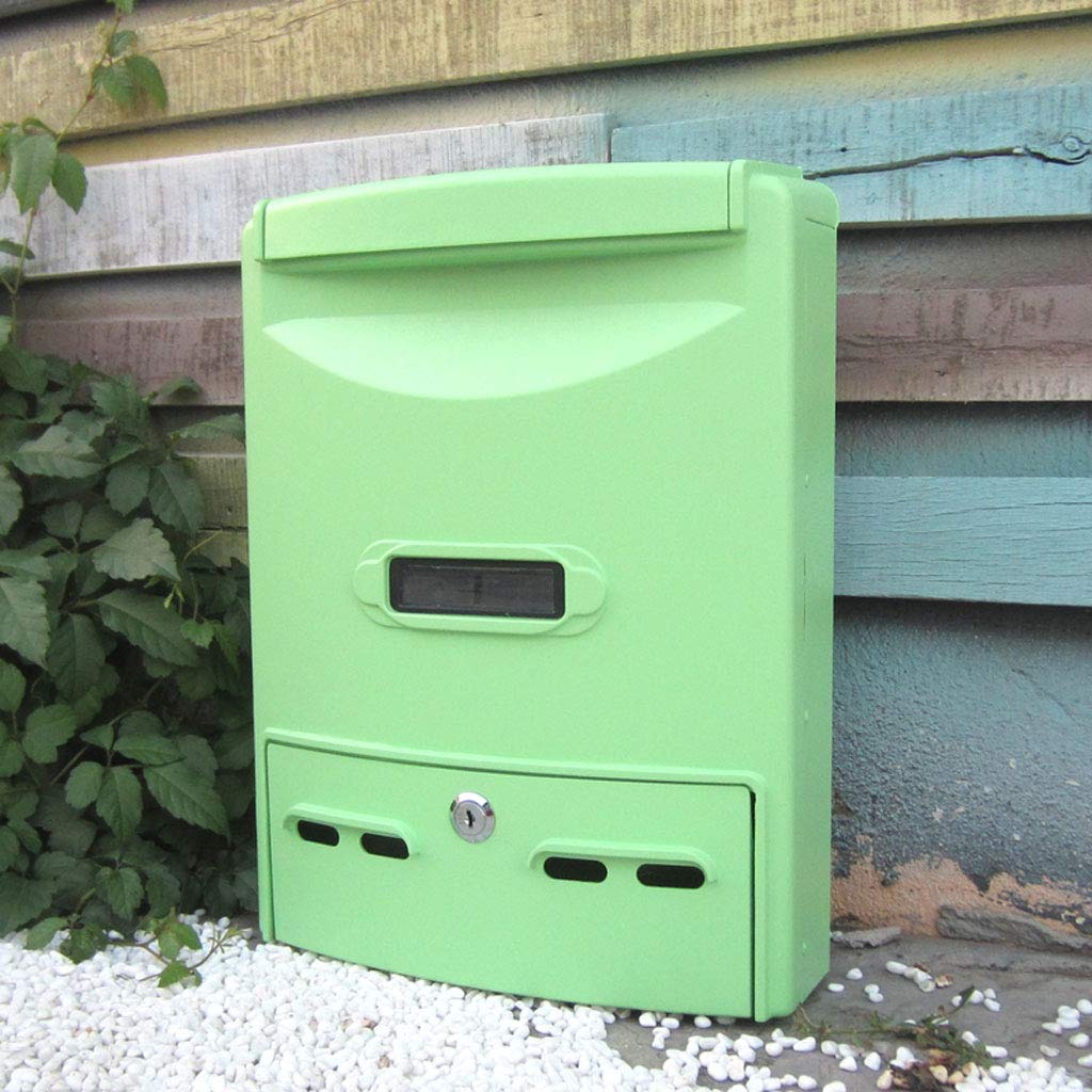 Wall Mounted Lockable Mailbox - Outdoor Weatherproof Letter Box for Newspaper & Receipts - Villa, Garden & Home Use (Green)