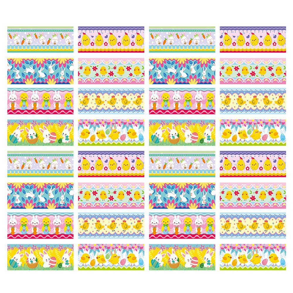 Easter Egg Wraps - 50pcs Heat Shrink Wrap Sleeves with Cute Bunny Designs for DIY Easter Egg Decorations - Perfect for Easter Party Favors, Classroom Crafts & Spring Holiday Decor