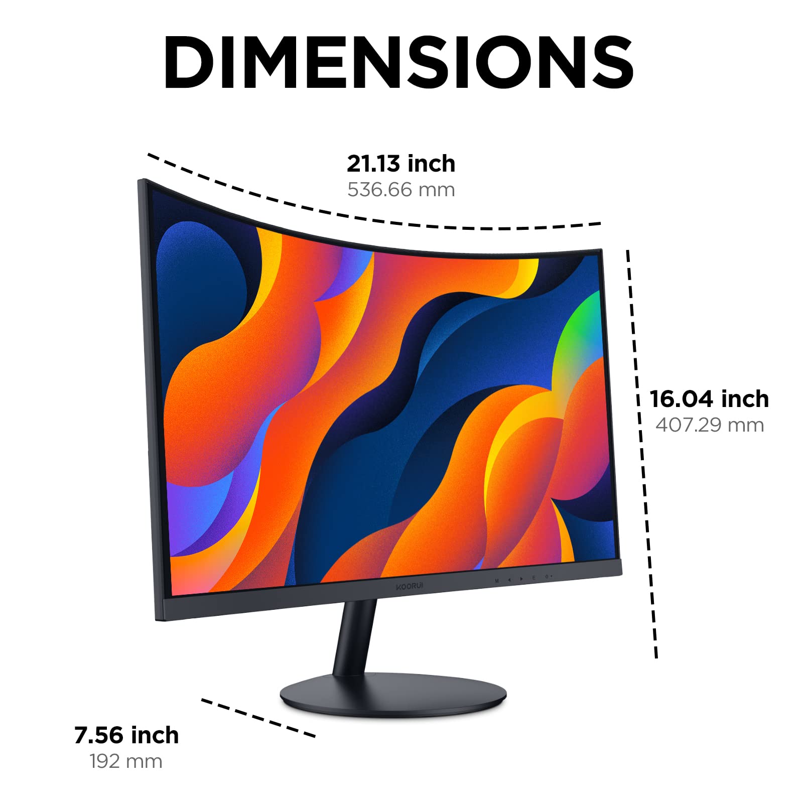 KOORUI 24-Inch Curved Gaming Monitor - Full HD 1080P 100Hz, 1500R Curvature, HDMI/VGA Ports, Tilt Adjustable, Eye Care Technology, Black (24N5CA) - Perfect for Home Office, Gaming & Entertainment