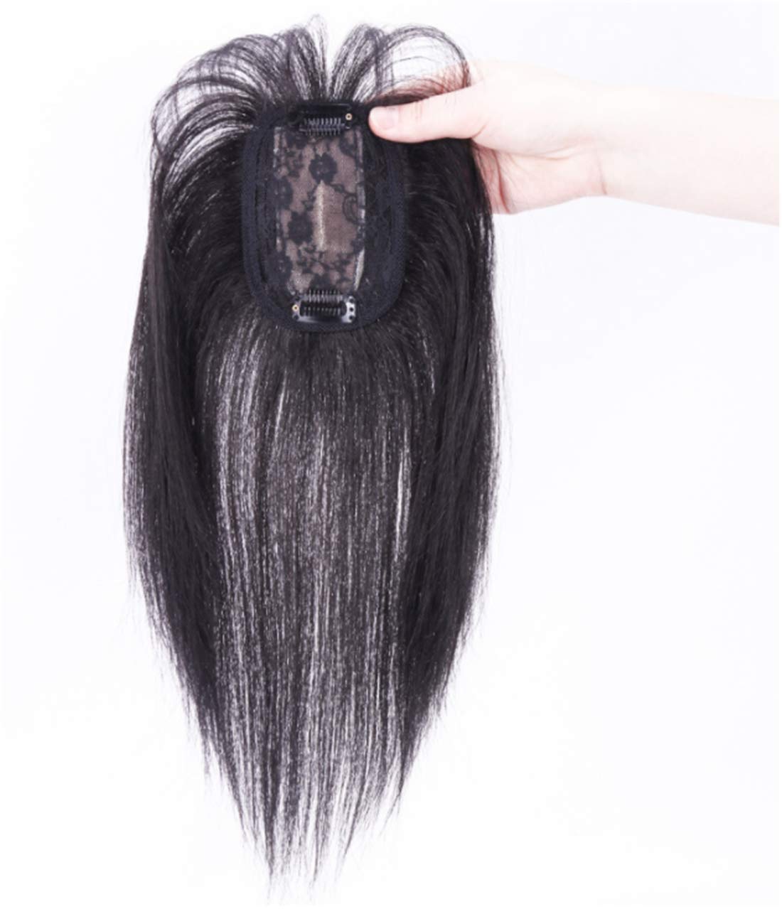 LXUE Real Human Hair Clip-In Topper with Bangs for Women – 12