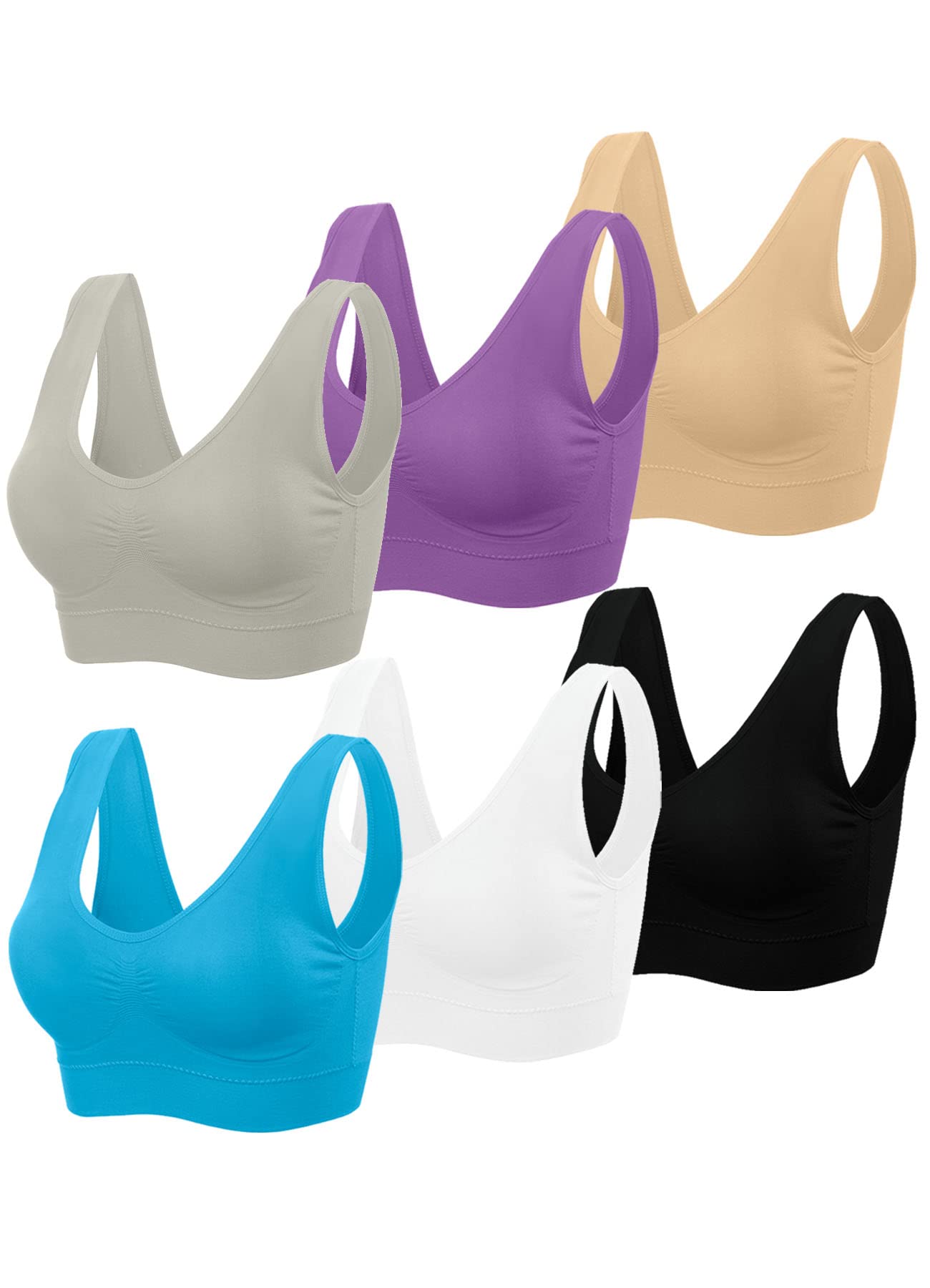 TOBWIZU Women's Medium Support Sports Bras with Pocket - Yoga, Gym & Workout Activewear - Perfect for Running, Fitness & Everyday Comfort