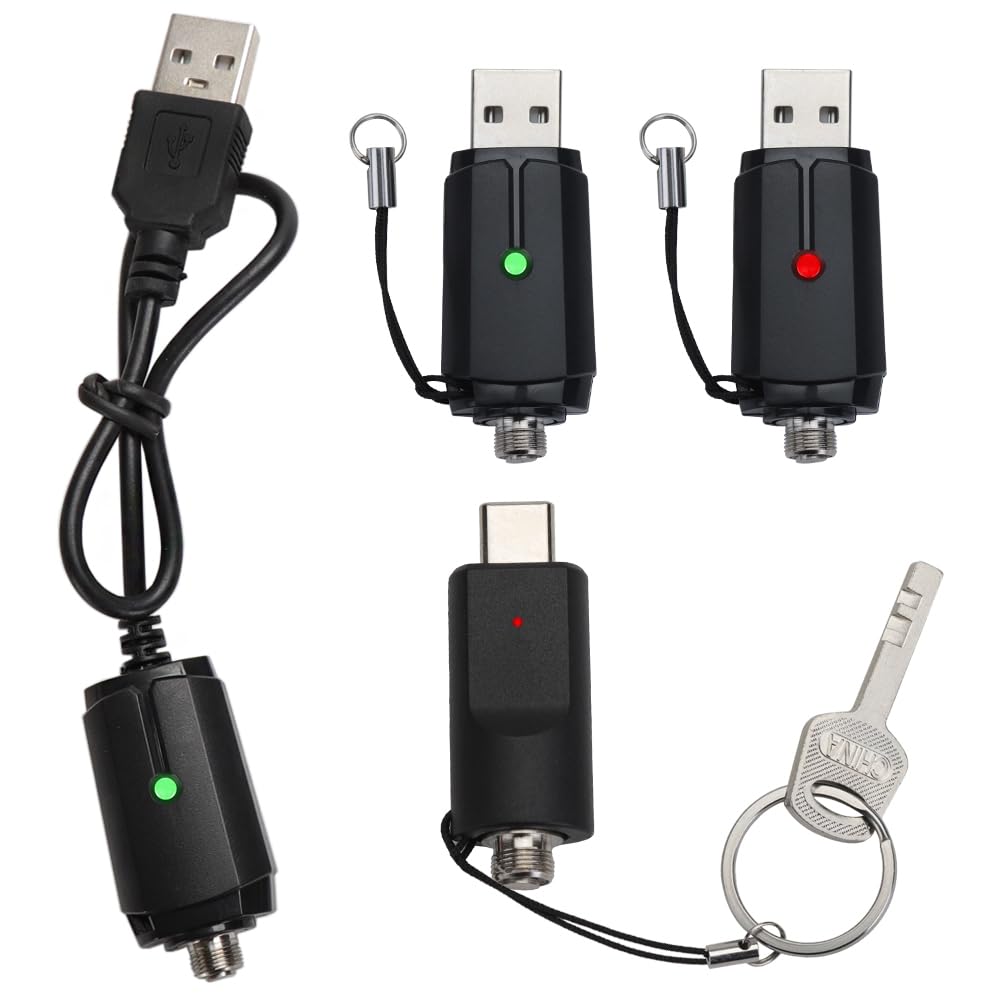 4pcs Travel Key Ring USB Adapter Cord - Portable Charger with Overcharge Protection & LED Indicator - Compatible with Flashlights, Soldering Irons (14MM) - Perfect for Camping, Hiking, and DIY Projects