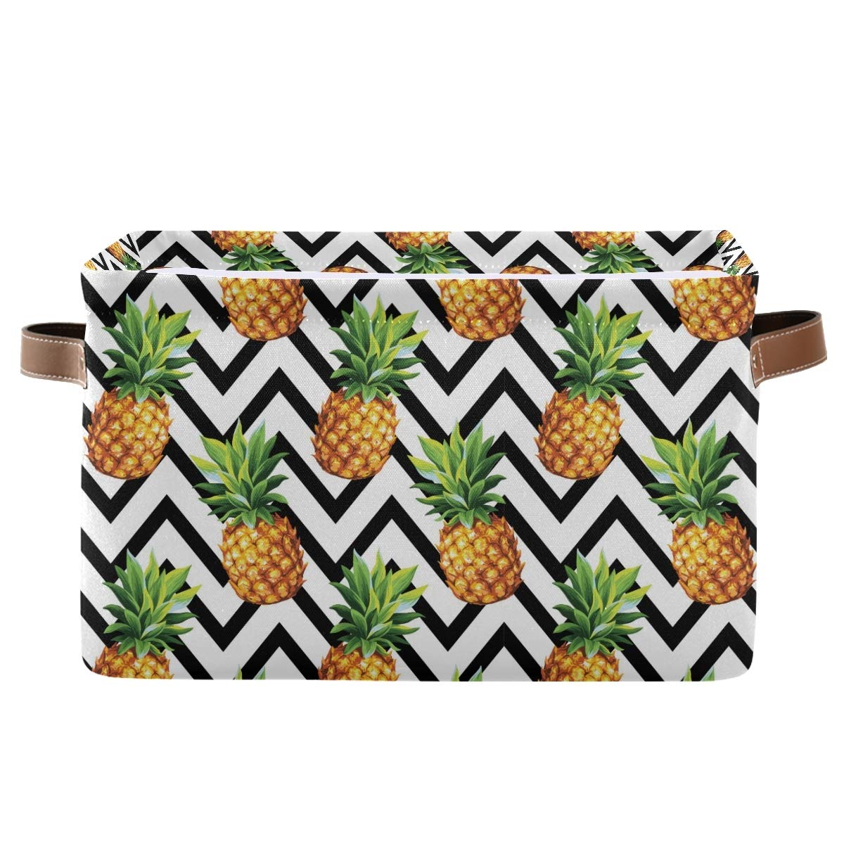 Pineapple Print Large Collapsible Storage Basket Bin - 15