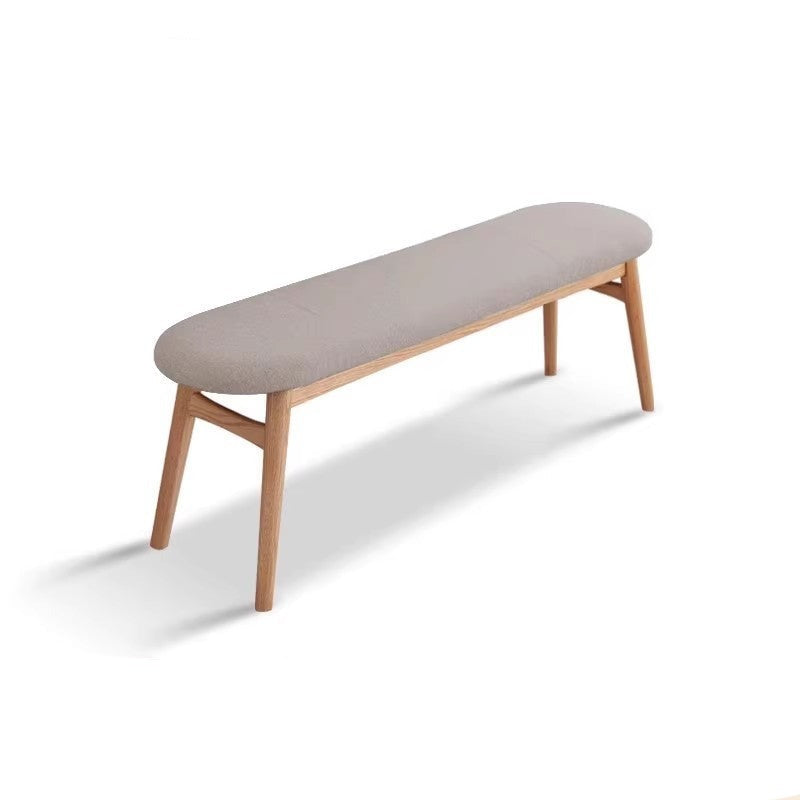 Solid Oak Wood Bench with Soft Cushion - Durable & Comfortable Seating for Living Room, Bedroom, or Entryway