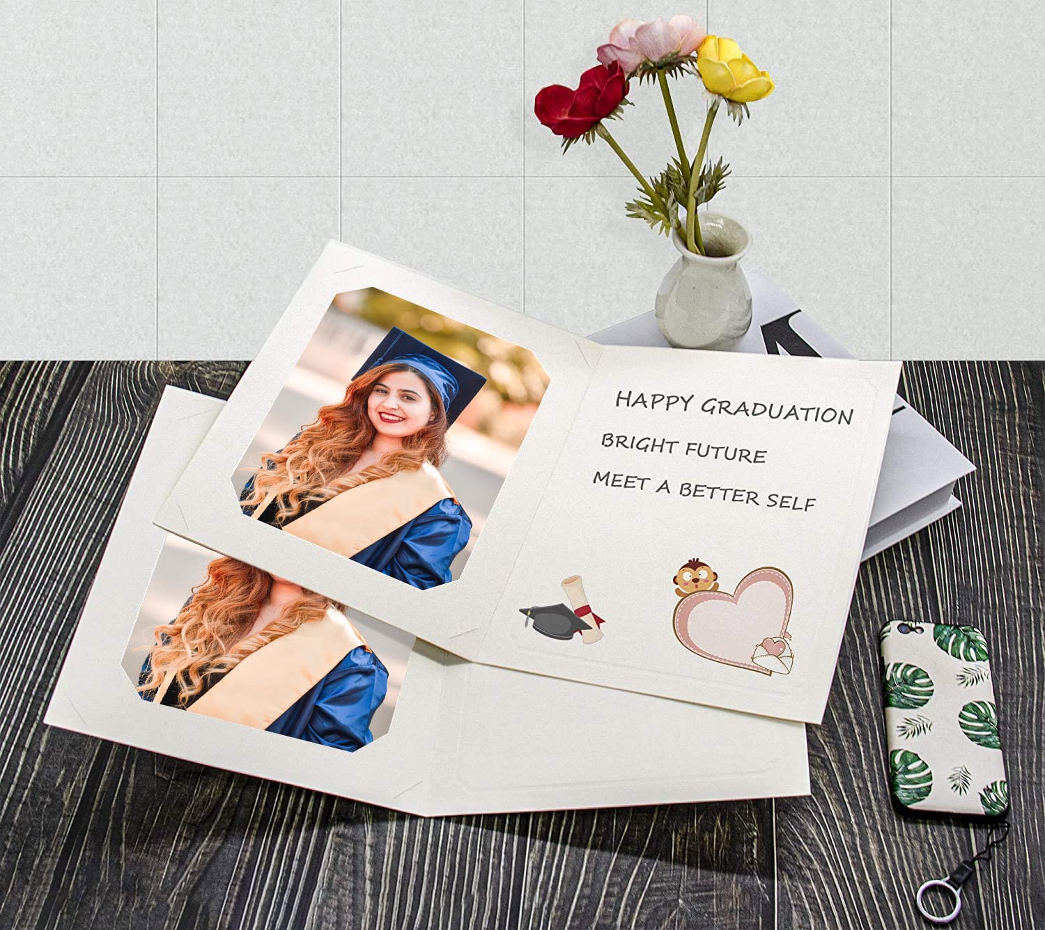 Golden State Art 50-Pack 6x8 or 8x10 Photo Folders - Ivory Cardboard Picture Frame & Paper Frame Cards for Greetings & Invitations - Perfect for Graduation, Christmas, Wedding & Special Events - Display Memories in Style
