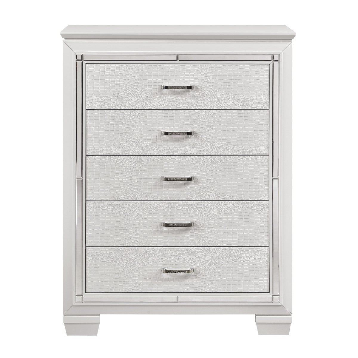 Allura White Chest - Modern Storage Cabinet for Bedroom, Living Room & Office - Elegant White Finish with Spacious Shelves & Drawers - Perfect for Organizing Clothes, Books & Home Decor