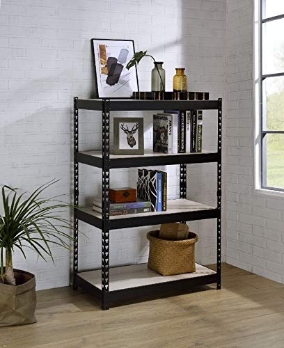 Industrial 4-Tier Rectangular Bookcase with Adjustable Shelves & Sturdy Metal Frame - 132lbs Weight Capacity, 32