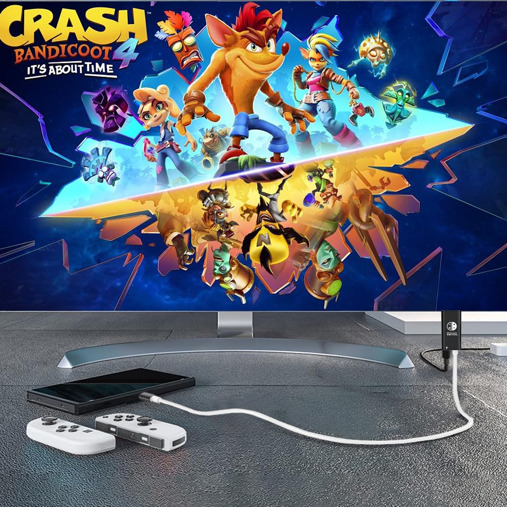 Nintendo Switch Dock & Switch OLED Dock - 6FT HDMI Cable, Type C to HDMI Adapter with 1080P@60Hz Output & 100W PD Charging - Perfect for TV Gaming & Home Entertainment