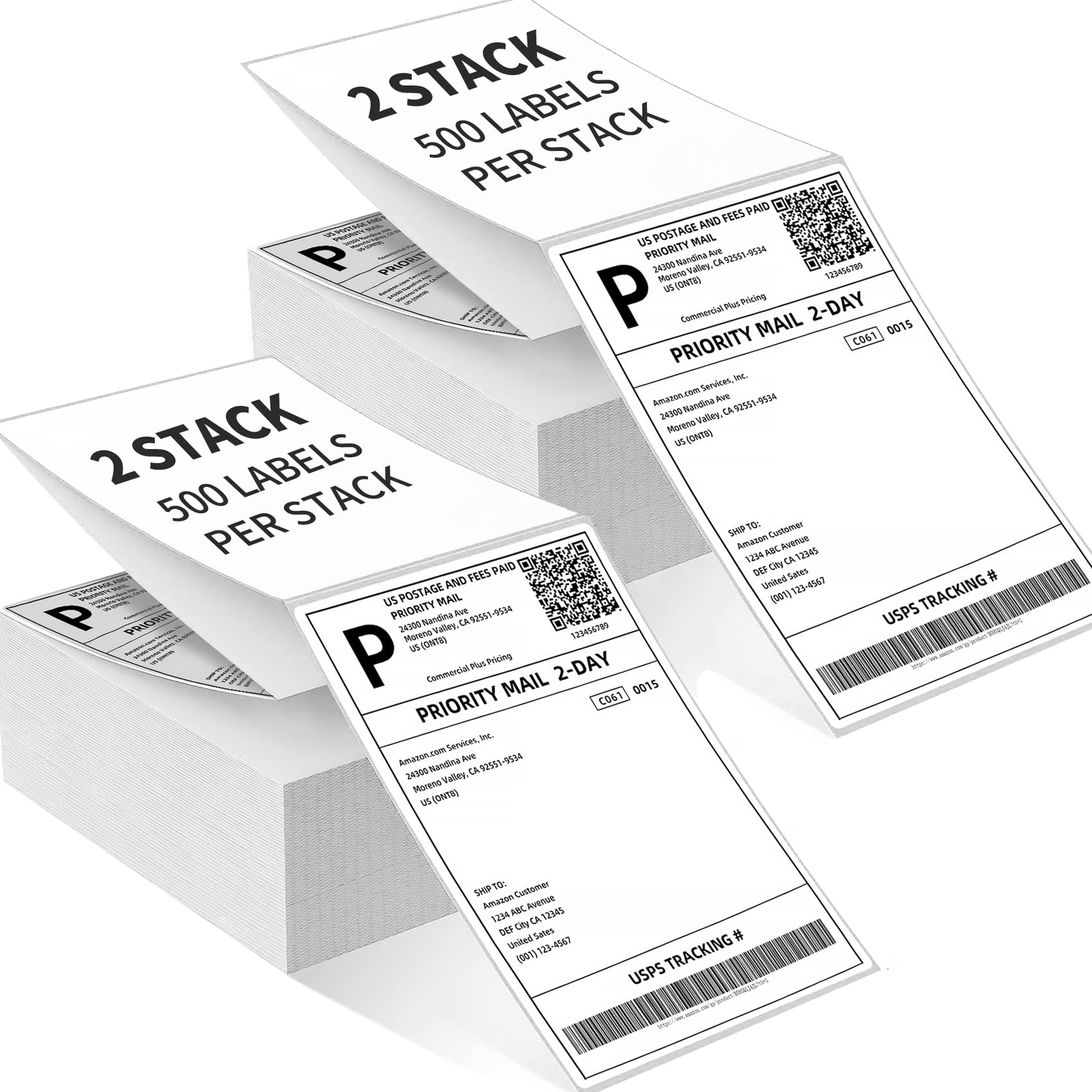 Fanfold 4x6 Inch Thermal Shipping Labels - 1000 Pack | Direct Thermal Printer Paper with Perforations & Strong Adhesive | Compatible with Rollo, MUNBYN, iDRPT, Polono, Zebra, Jiose & Most Label Printers | Perfect for E-commerce, Logistics & Package Labeling