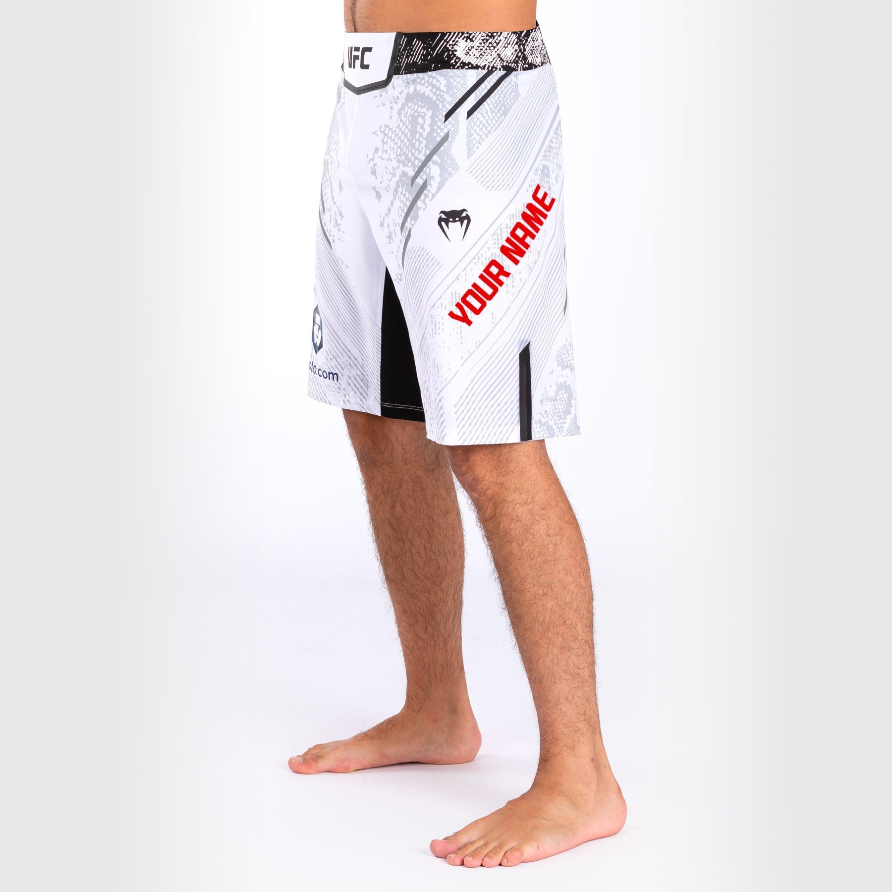 Venum UFC Adrenaline Authentic Fight Shorts for Men - Personalized MMA Training & Competition Gear - Long Fit White - Perfect for UFC Training, MMA Sparring & Fight Nights