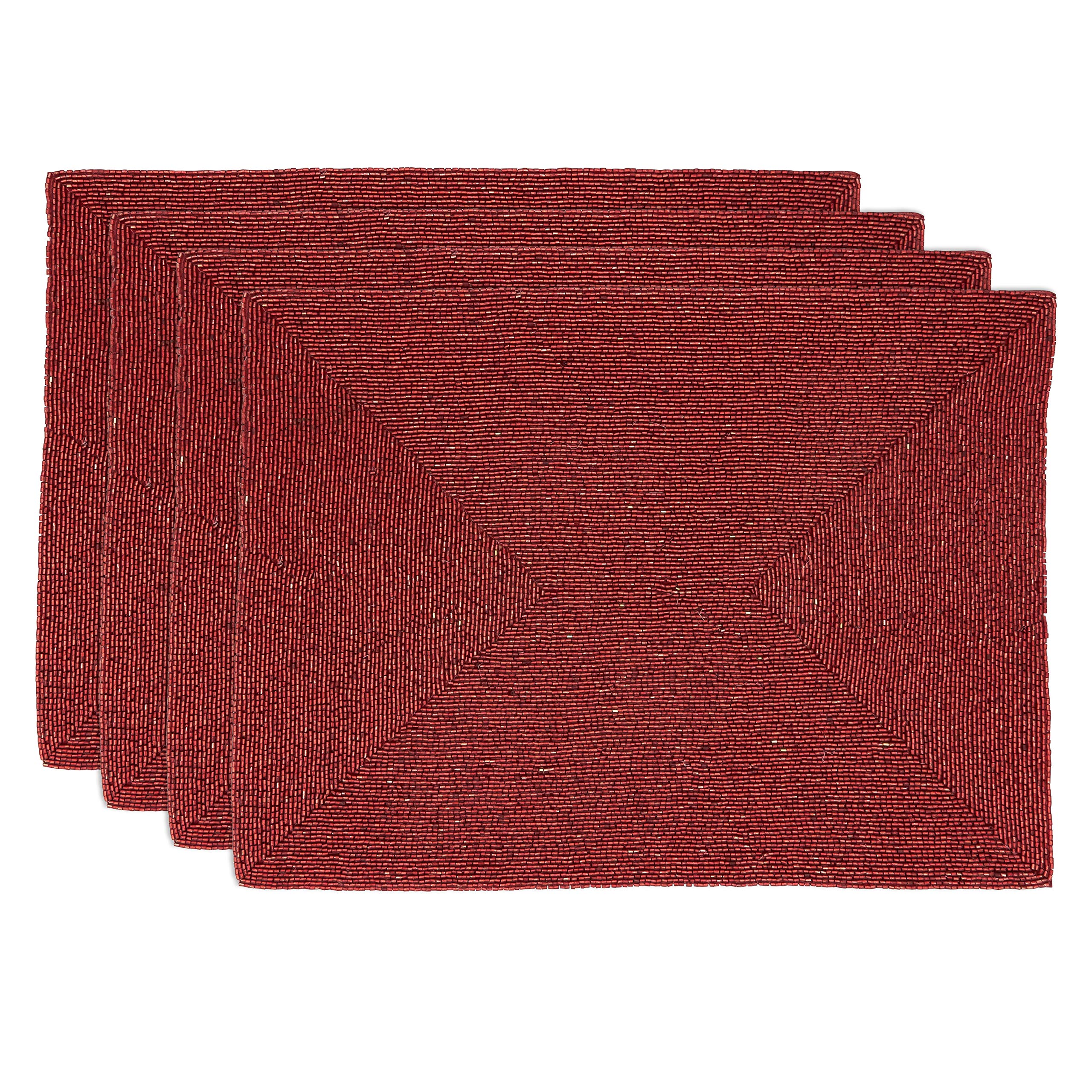 Elegant Beaded Placemats Set of 4 - Handwoven Table Mats for Dining, Kitchen, and Party Decor - Perfect for Thanksgiving, Christmas, and Home Entertaining