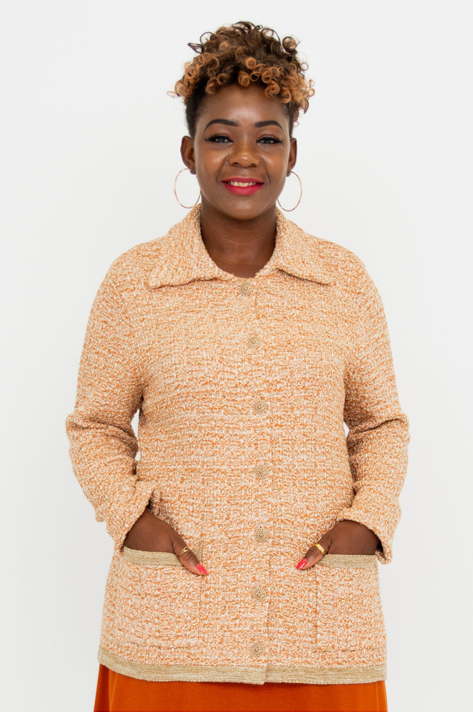 Chanel Women's Cotton Cardigan Sweater - Soft & Cozy Chai Spice Color for Fall & Winter - Perfect for Office, Date Night & Casual Outfits