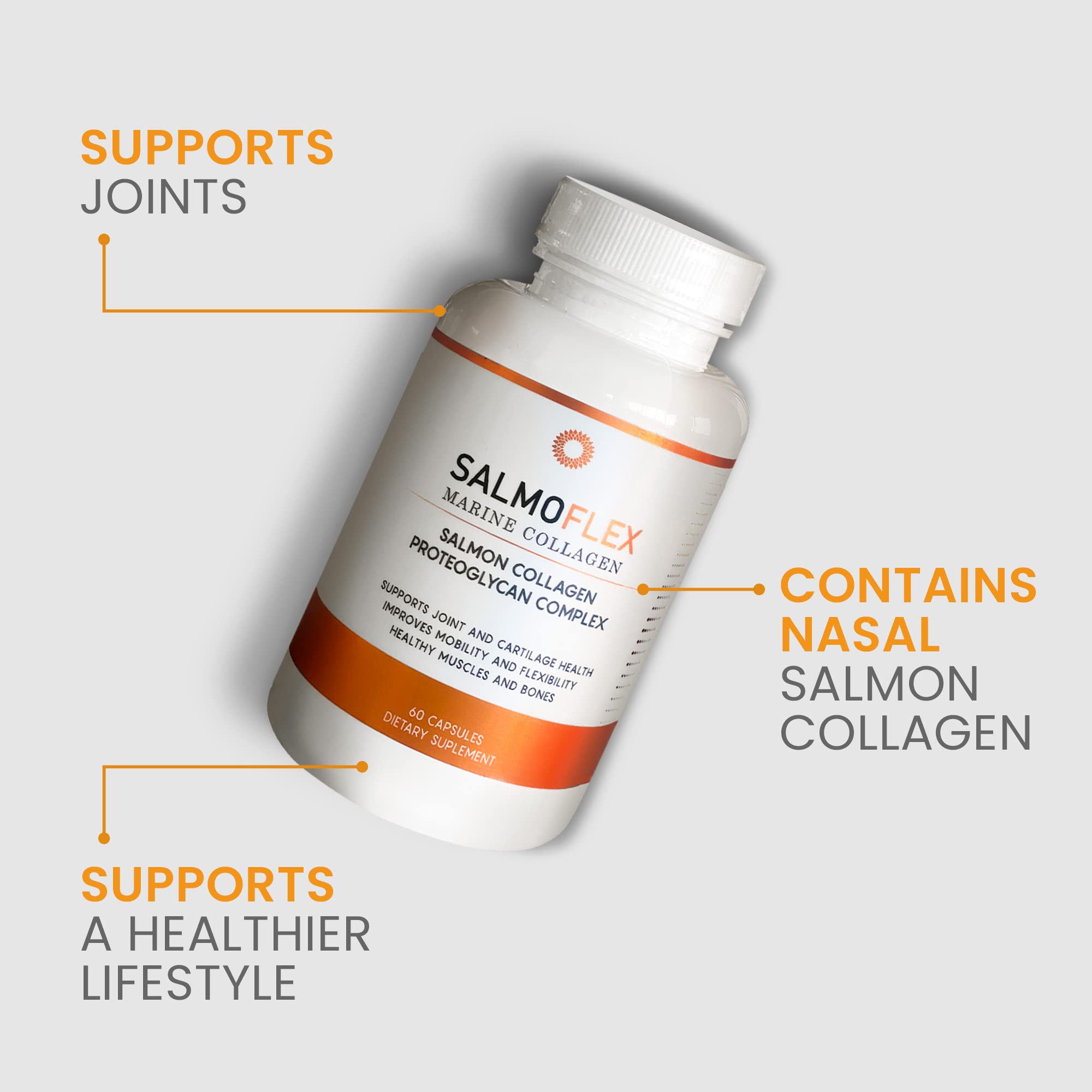 Premium Marine Collagen Peptides with Hyaluronic Acid & Vitamins C, D, E - Wild Salmon Supplement for Joint, Bone & Skin Health - Hair & Nail Support - 60 Capsules (2-Pack) | Ideal for Active Lifestyles, Anti-Aging & Beauty Routines