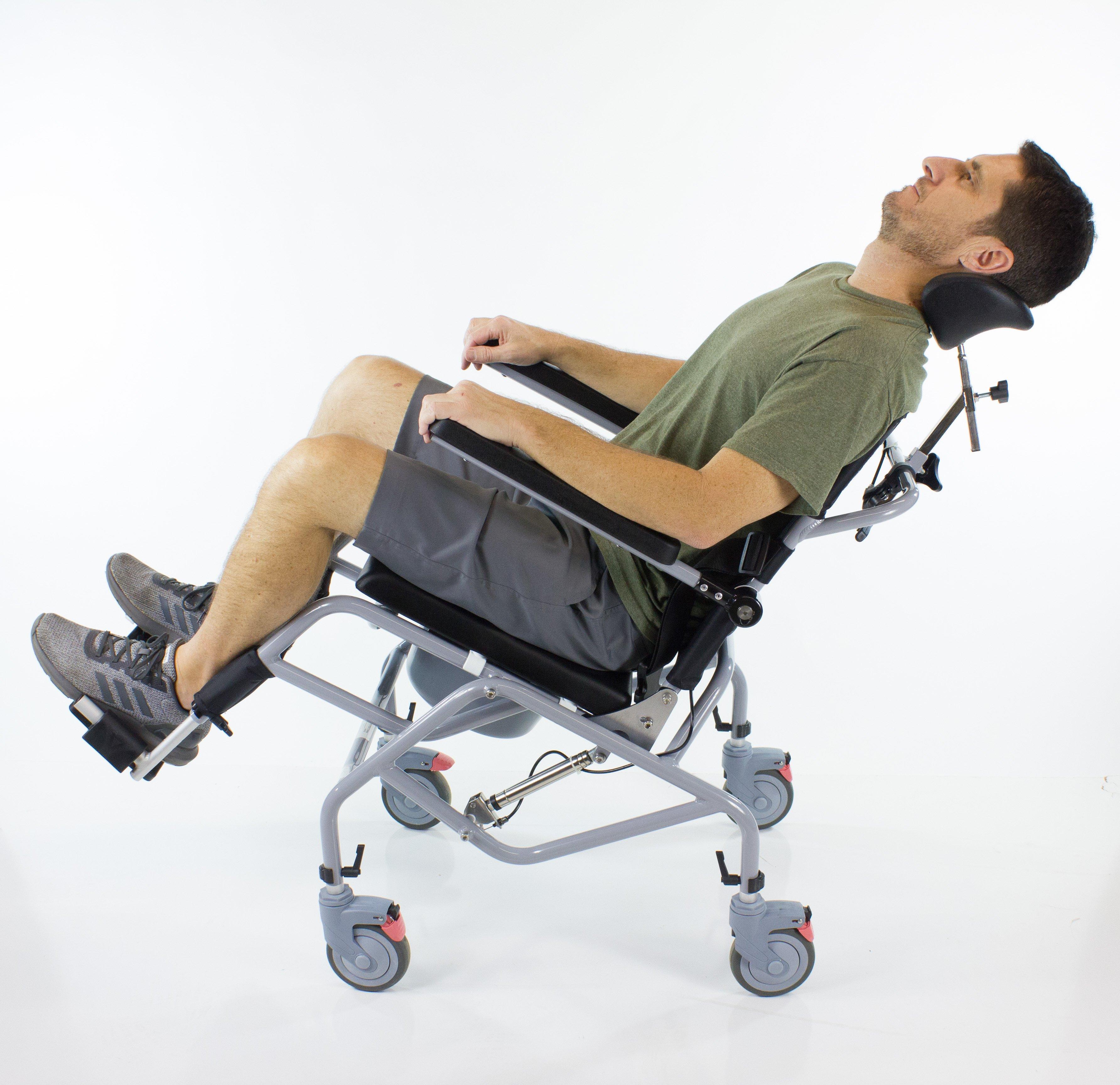 Professional Tilt In Space Reclining Shower Commode Chair with Padded Seat - Ideal for Elderly Care, Post-Surgery Recovery & Home Bathroom Safety