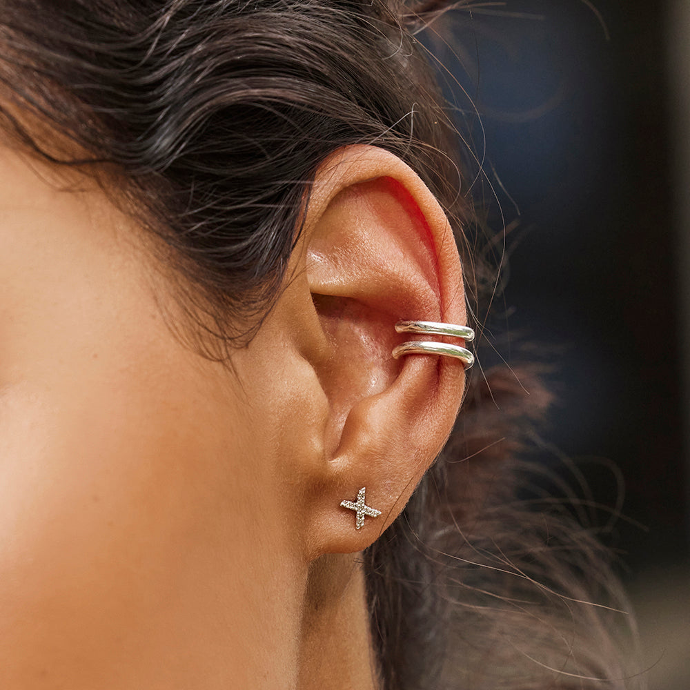 Diamond Letter X Single Stud Earring in Sterling Silver - Perfect for Gifts, Birthdays & Everyday Elegance
