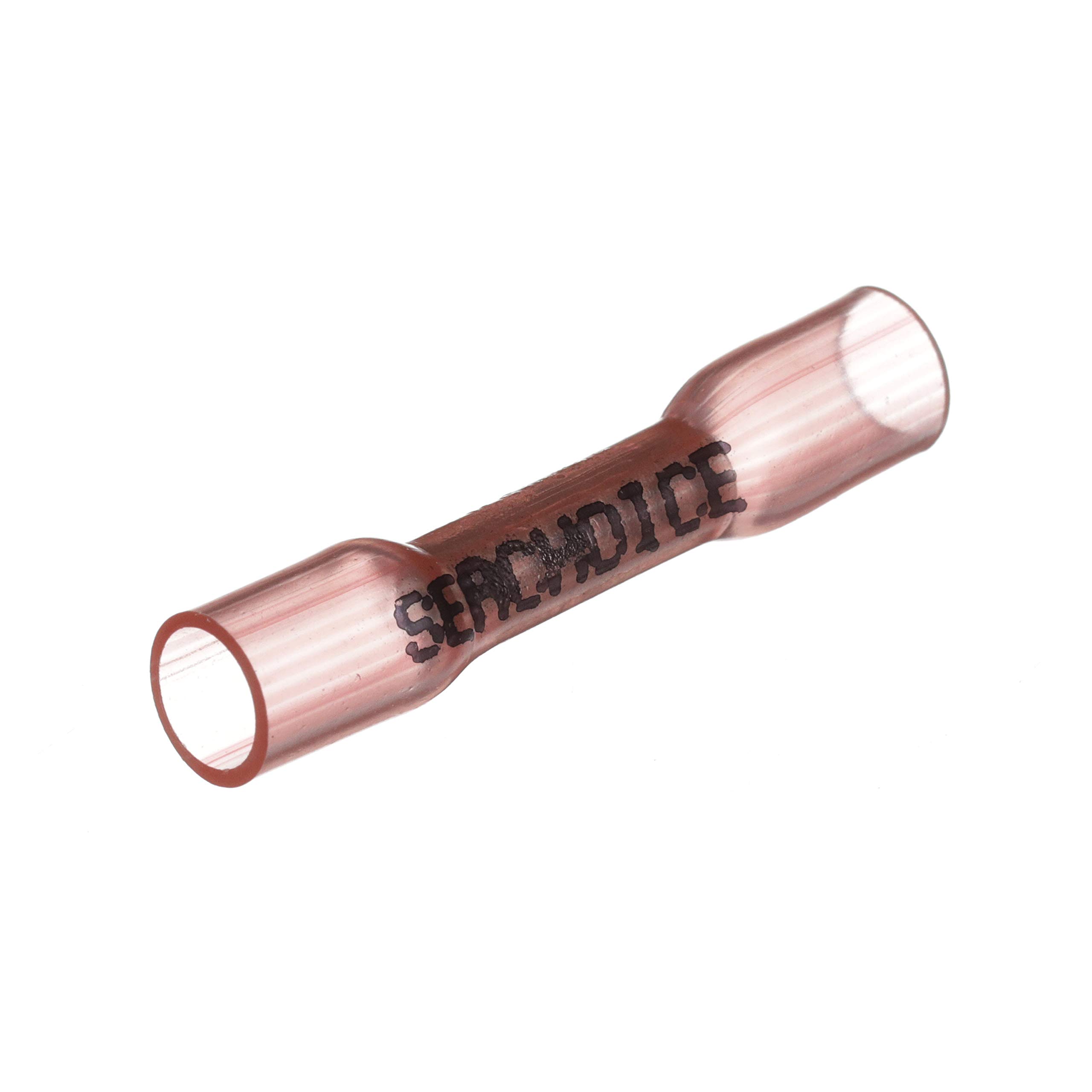 Seachoice 500-Pack Marine Grade Heat Shrink Butt Connectors (3:1 Ratio) - Red, 22-18 AWG Wire Range - Waterproof Electrical Splices for Boats, RVs & Outdoor Wiring