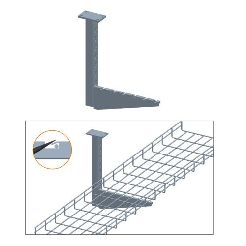 Heavy Duty Flag Ceiling Bracket for Wire Mesh Cable Trays - Durable Metal Support for Industrial Cable Management Systems (Perfect for Data Centers, Warehouses & Commercial Buildings)
