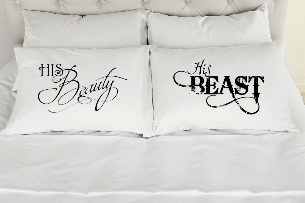 His & His Beast Couple Pillowcases - Romantic Wedding Gift for Gay Couples (Queen Size) - Perfect for Anniversaries & Home Decor