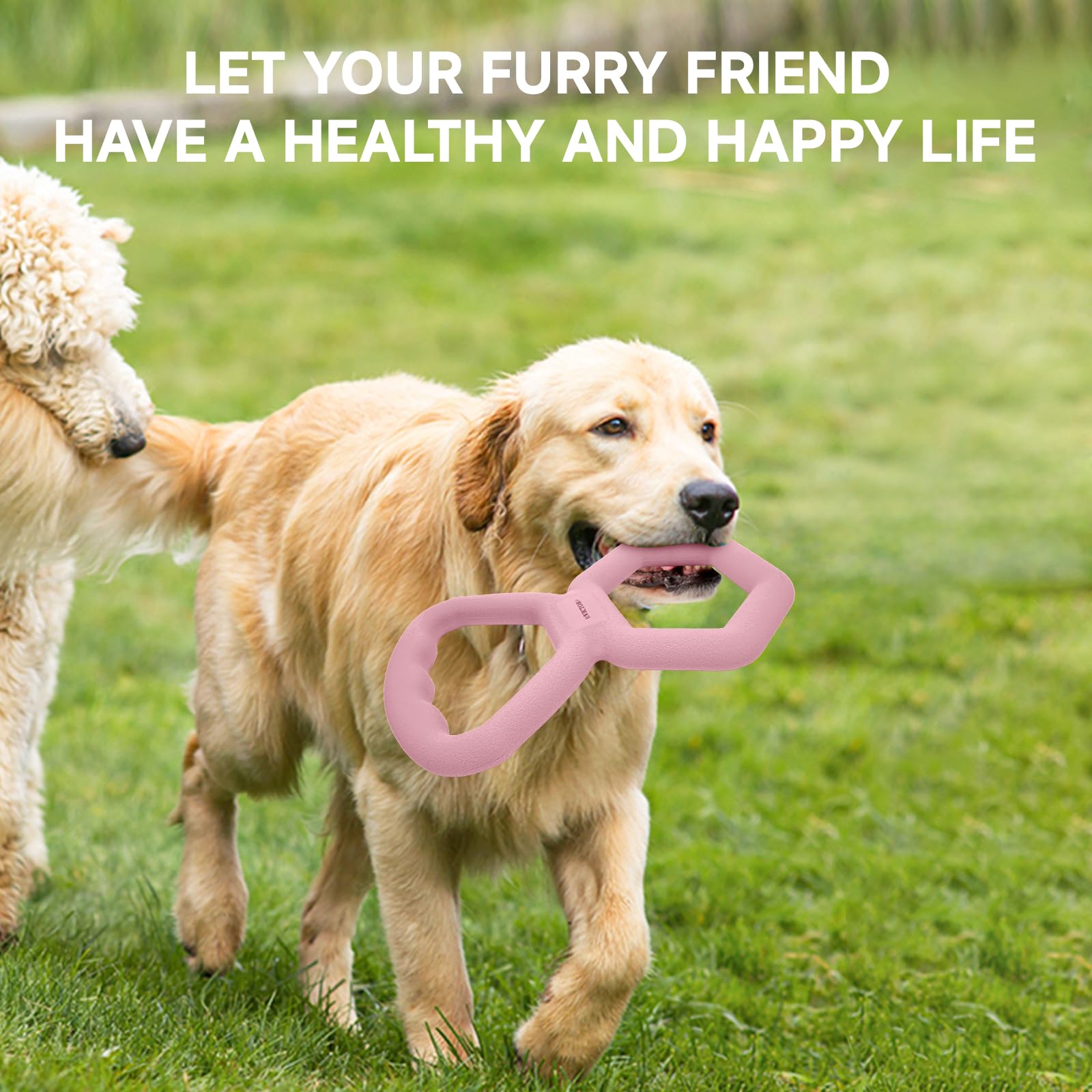 Durable Tug of War Dog Toy - Interactive Double Ring Pull Chew Toy for All Breeds - Tough Rubber Dog Supplies for Aggressive Chewers - Pink - Perfect for Playtime, Training & Bonding with Your Pet