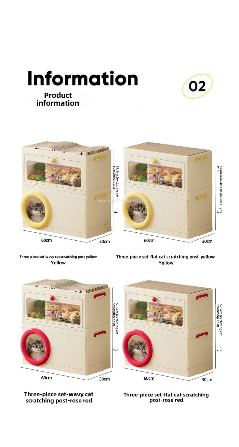 Multi-Functional Cat Scratching Post with Hidden Storage - Durable Cardboard Cat Scratcher & Toy for Indoor Cats - Perfect for Small Spaces, Playtime & Furniture Protection