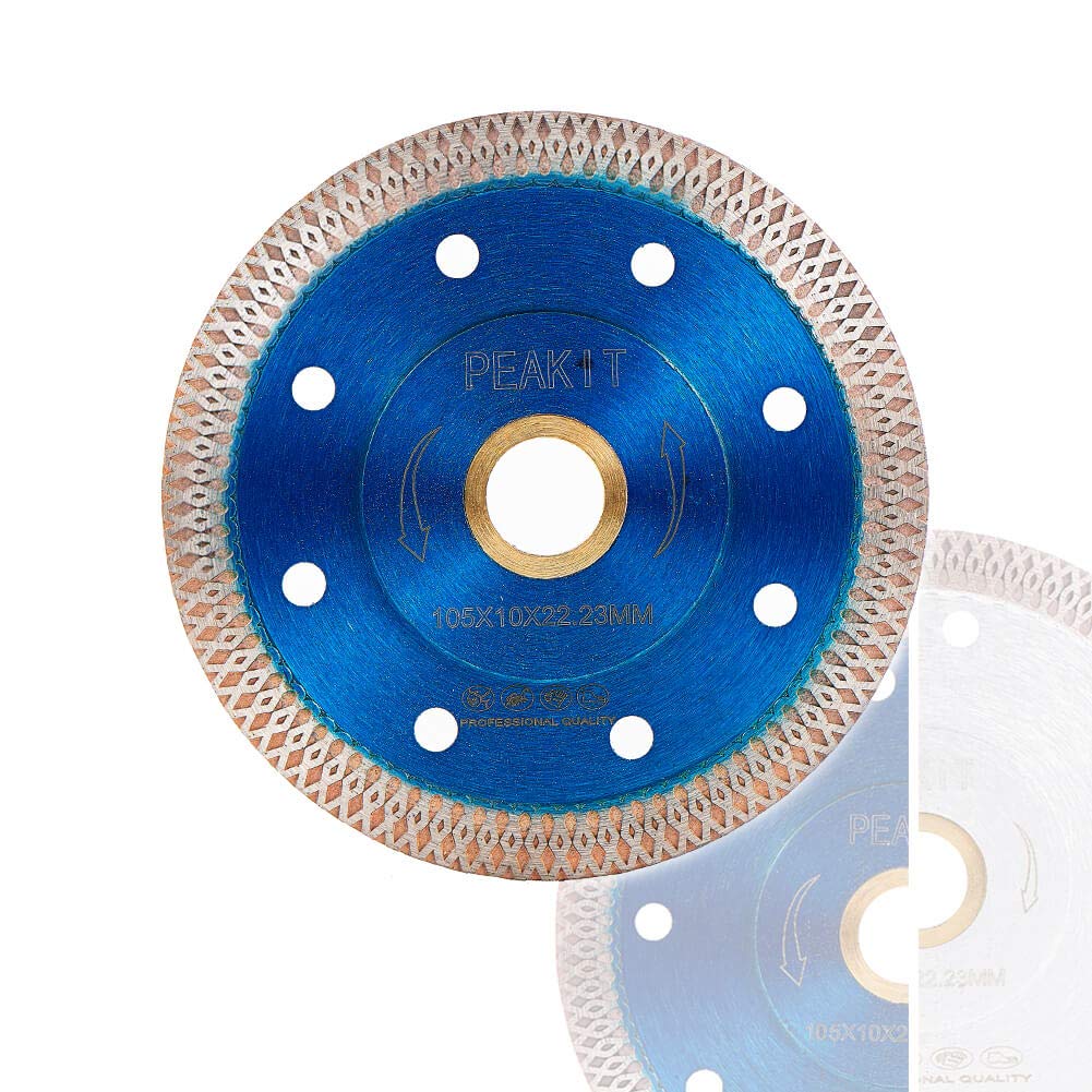 PEAKIT 4-Inch Porcelain Diamond Saw Blade - Ceramic Tile Cutter Disc Wheel for Angle Grinder, Reversible Color - Perfect for Bathroom Renovation, Kitchen Backsplash & Floor Tile Installation