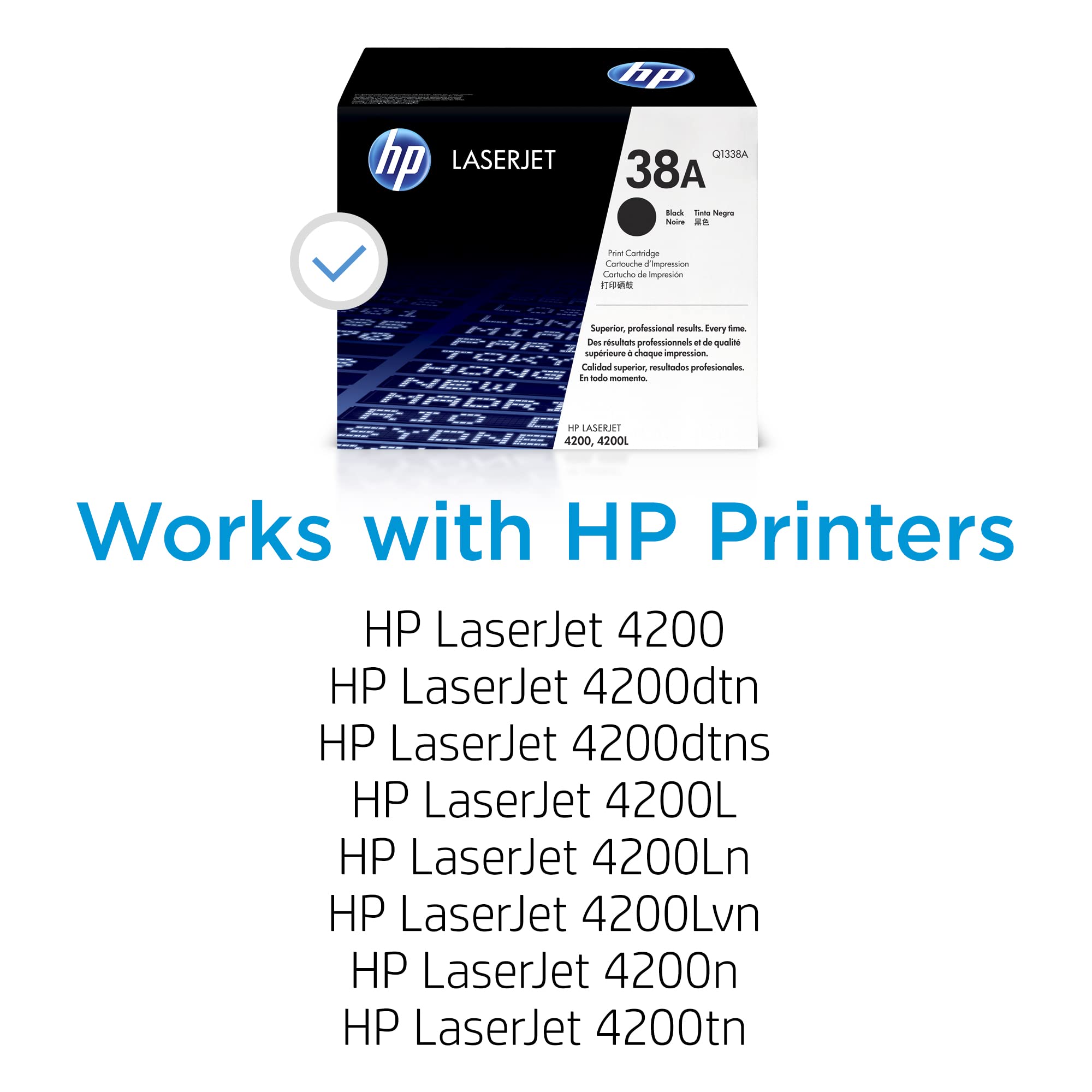 Original HP 38A Black Toner Cartridge (Q1338A) - Compatible with HP LaserJet 4200 Series Printers | High-Yield Replacement for Office & Home Printing Needs