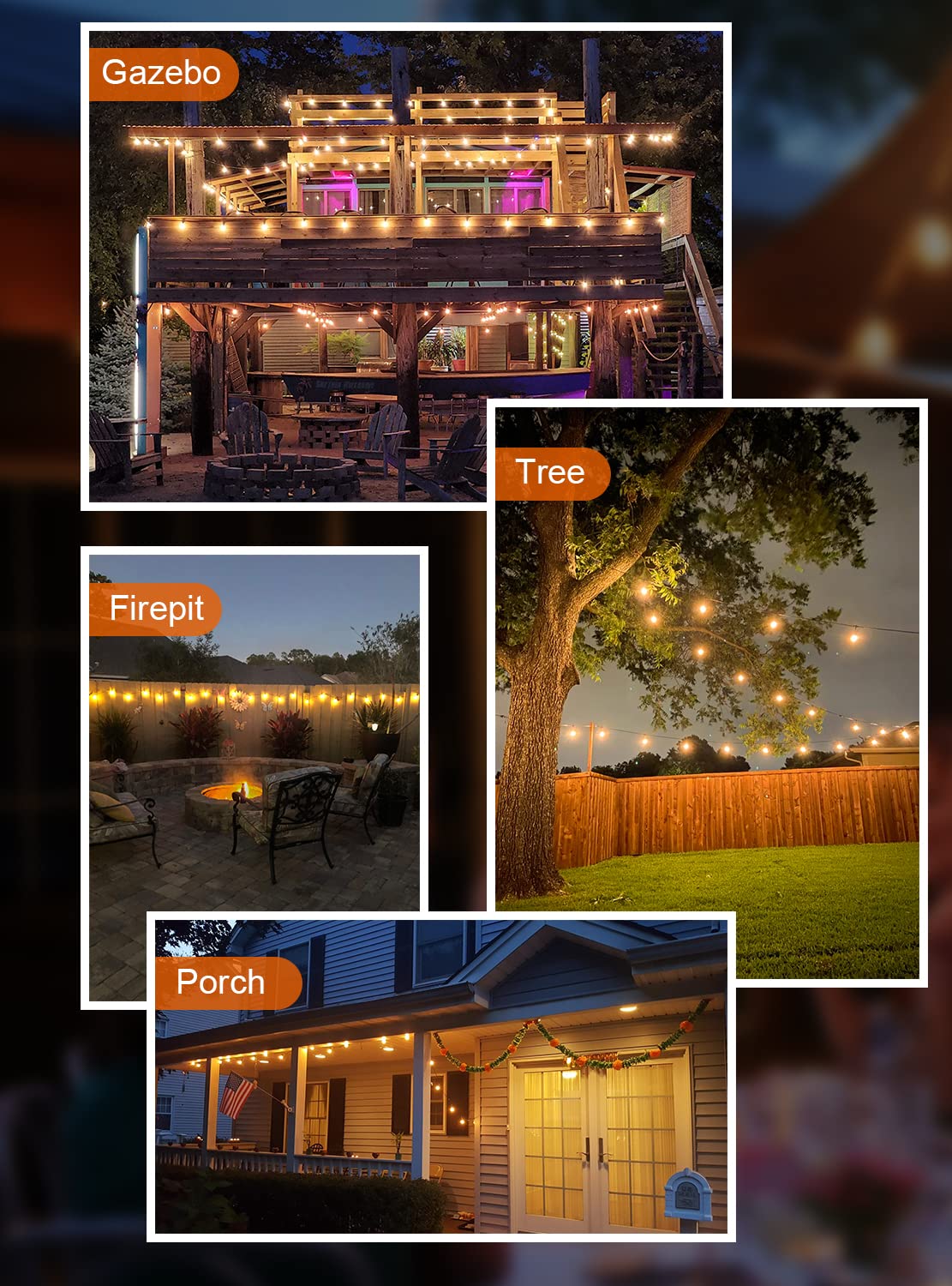 GPATIO 60FT Outdoor String Lights - 32 Hanging Globe ST38 Bulbs, Waterproof Shatterproof 2700K Warm White - Perfect for Backyard, Gazebo, Porch, Garden & Commercial Outdoor Decor | Create Cozy Ambiance for Parties, Weddings & Restaurant Patios