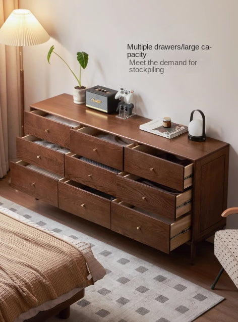 Solid Oak Wood Modern Chest of Drawers - 5-Drawer Dresser for Bedroom, Living Room & Office Storage - Stylish & Durable Furniture for Home Organization