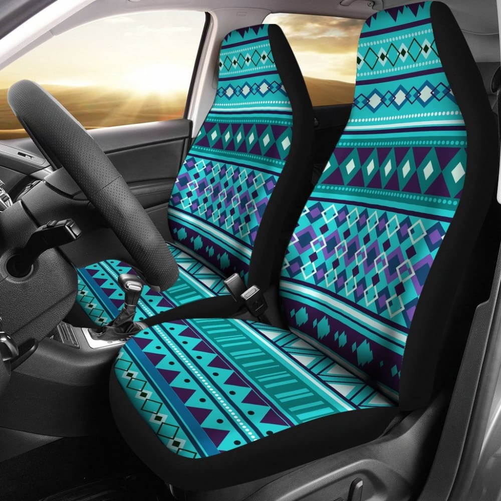 Premium Aztec Blue Teal Car Seat Covers - Universal Fit for Cars, Trucks & SUVs - Durable & Stylish Protection for Daily Commute & Road Trips