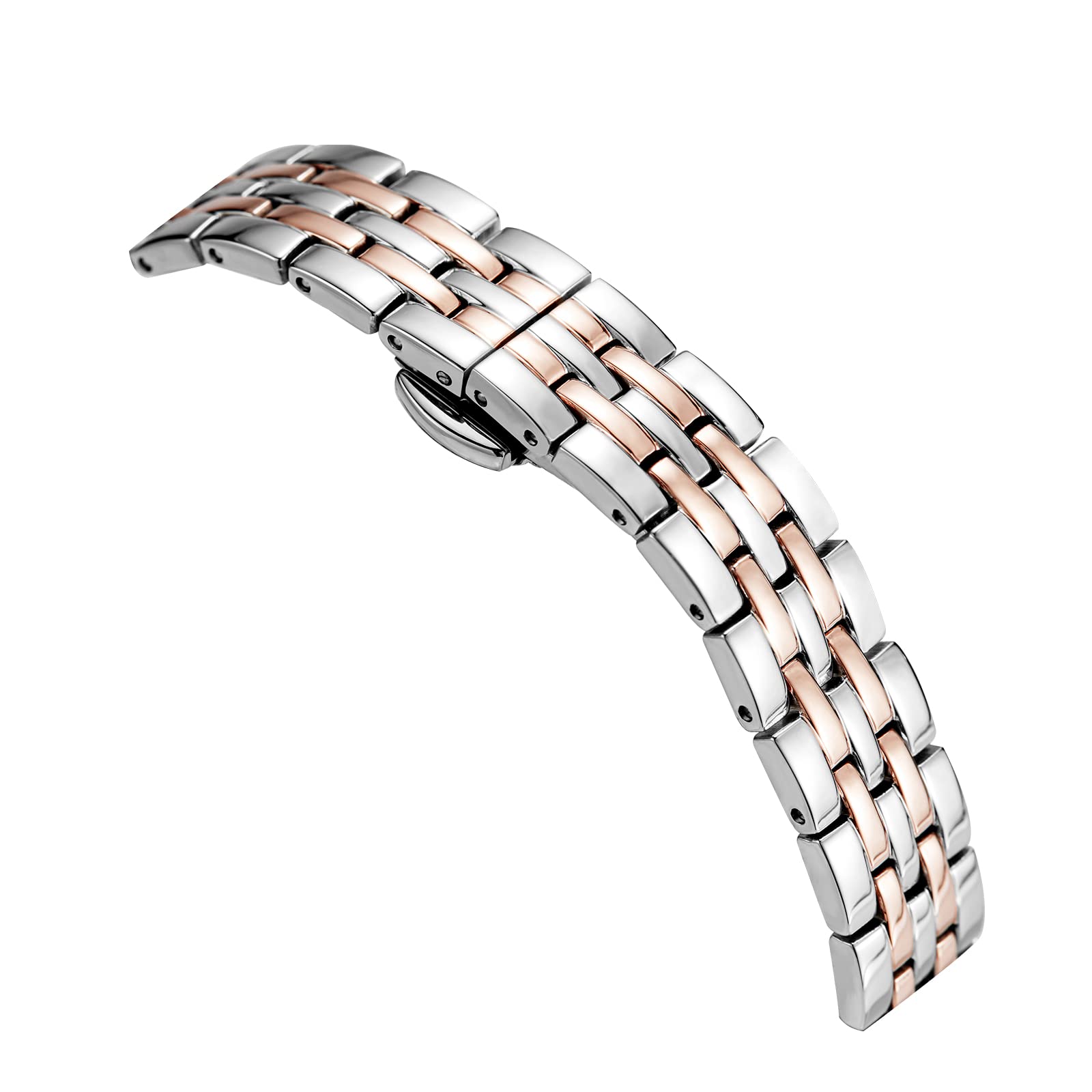 VICTORIA HYDE Women's Rectangular Watch - Silver & Rose Gold Two-Tone Stainless Steel Band, Classic Elegant Dress Watch for Women | Perfect for Office, Party & Everyday Wear