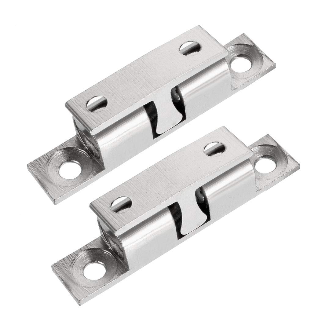 uxcell 2-Pack Brass Double Ball Cabinet Door Catches, 50mm Tension Latches in Silver Tone - Perfect for Closet Doors, Kitchen Cabinets & Furniture Hardware