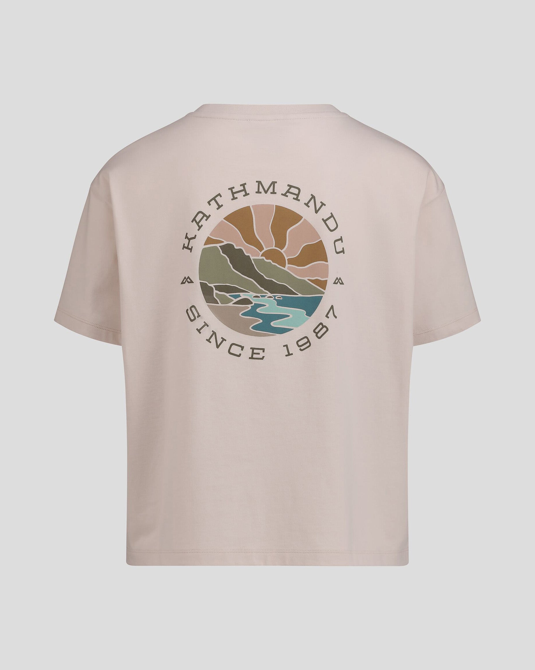 Women's Kathmandu Logo Sunburst Organic Cotton T-Shirt | Eco-Friendly Casual Tee for Outdoor Adventures & Daily Wear