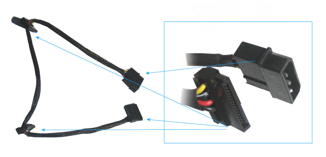 EVGA SATA Power Cable Set - 2x 18-Inch Straight & 1x 4-Pin to 3x 15-Pin Connectors for PC Power Supply Upgrades - Perfect for Custom PC Builds, Server Installations, and Computer Hardware Replacements