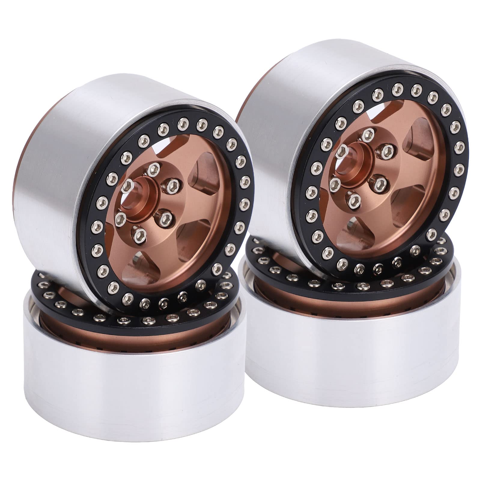 RiToEasysports 4PCS 1.9 Inch Aluminum Alloy RC Car Wheel Rims - Compatible with Axial SCX10 90046, AXI 03007, REDCAT & MST Models (Bronze) - Durable Off-Road Performance for Crawling & Trail Adventures