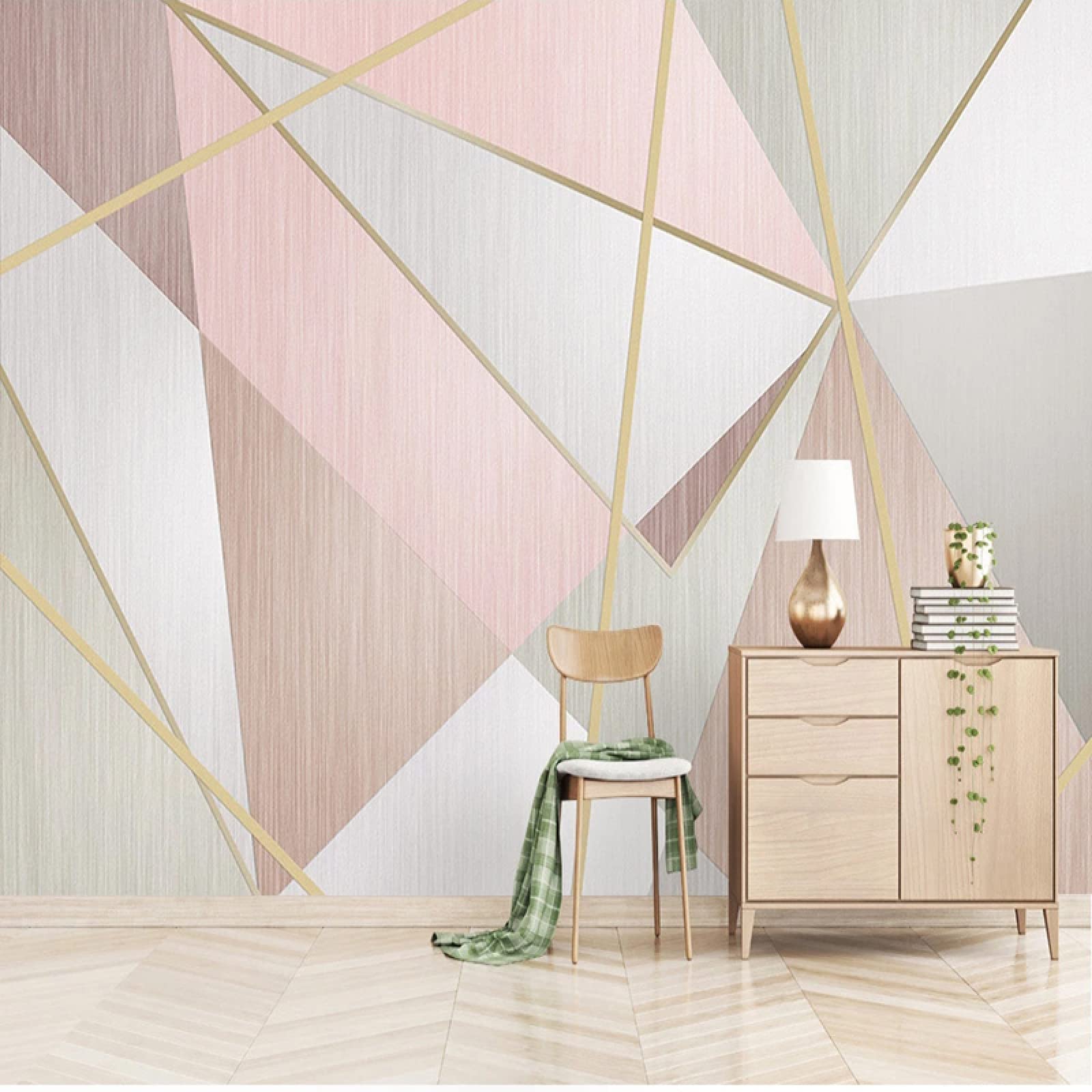 Modern Giant Wall Mural - Fashion Geometric Triangle Print Waterproof Wallpaper for Living Room, TV Backdrop & Bedroom Decor - Abstract Art Design 157.5x110.3 inches (WxH) - Perfect for Home, Office & Commercial Spaces