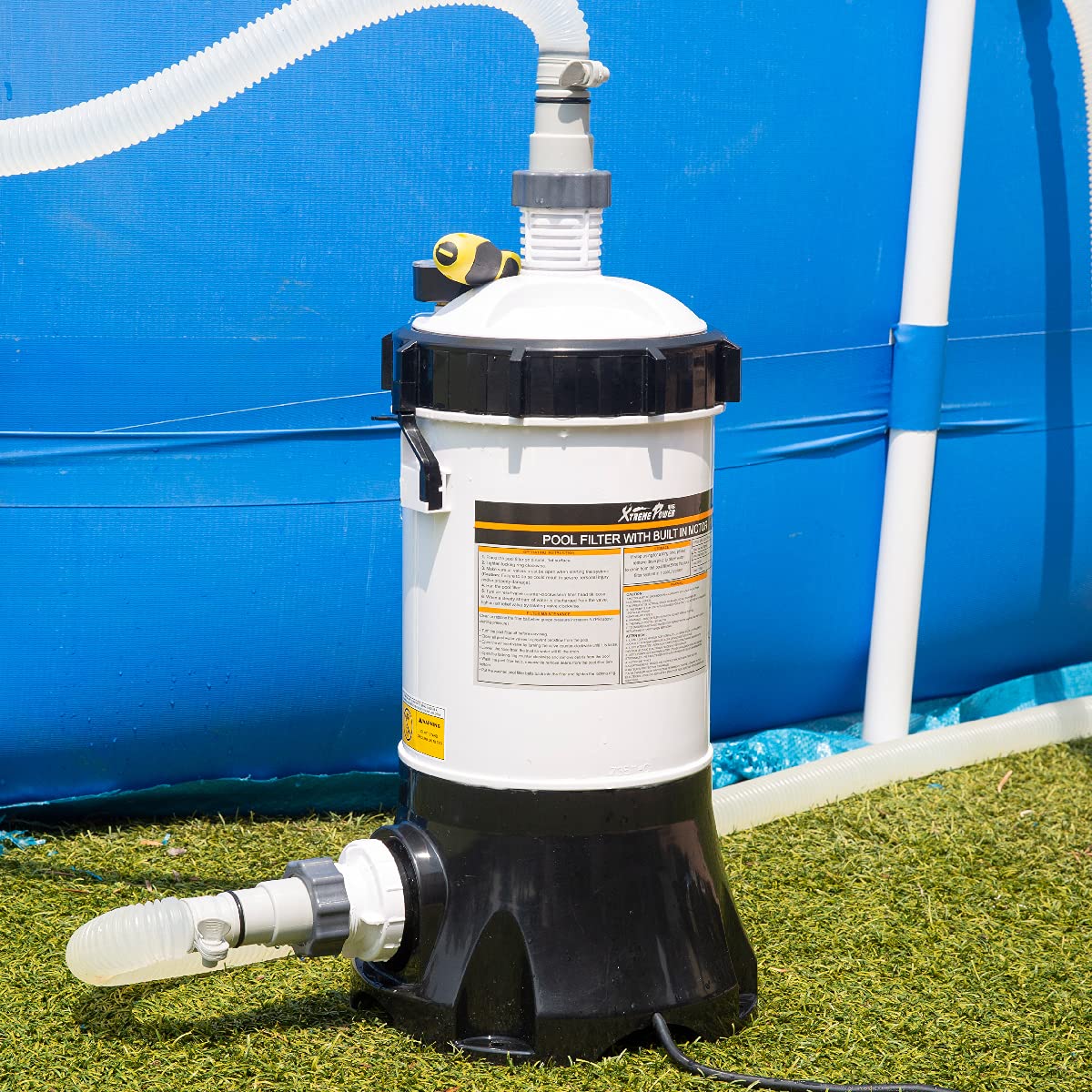 XtremepowerUS 1500 GPH Above Ground Pool Cartridge Filter System with Built-in Pump & Pressure Gauge - Perfect for Backyard Swimming Pools, Inflatable Pools, and Water Filtration Maintenance