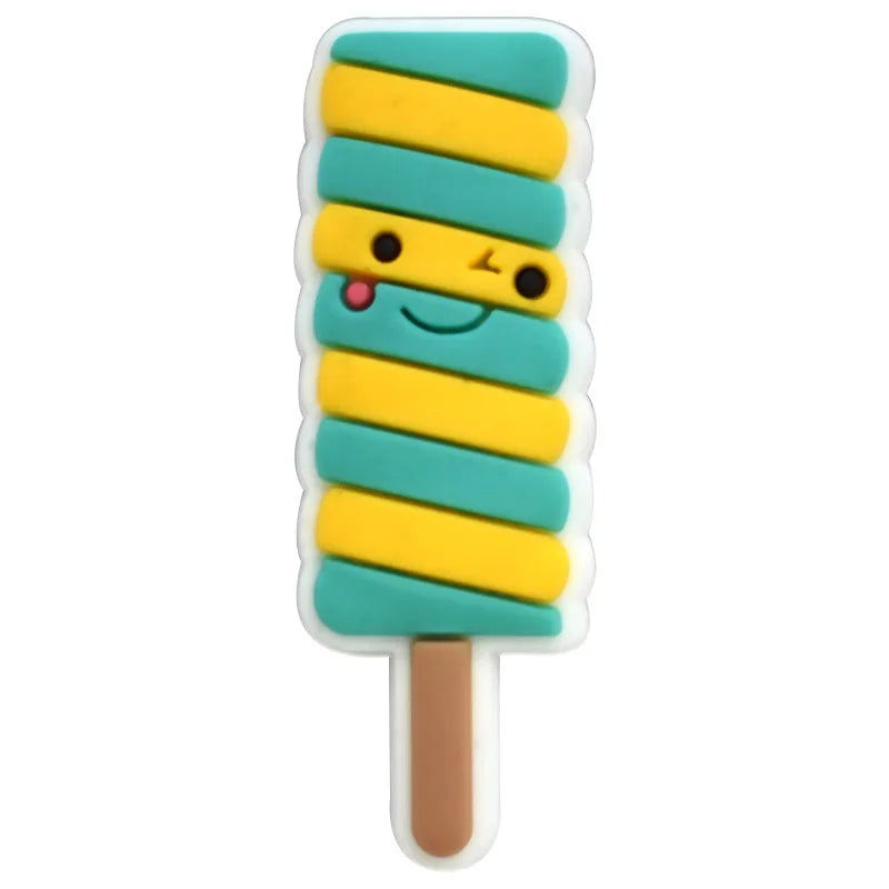 1Pcs PVC Summer Beach Ice Cream Cactus Shoe Charms for Crocs - Cute Shoe Accessories & DIY Decorations - Fits Crocs Shoes & Wristbands - Perfect for Beach Parties, Pool Days & Summer Fashion
