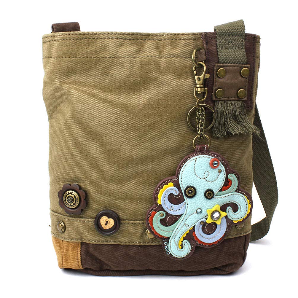 CHALA Octopus Patch Crossbody Bag - Olive Green Vintage Style Small Shoulder Purse for Women - Perfect for Casual Outings, Travel & Everyday Use