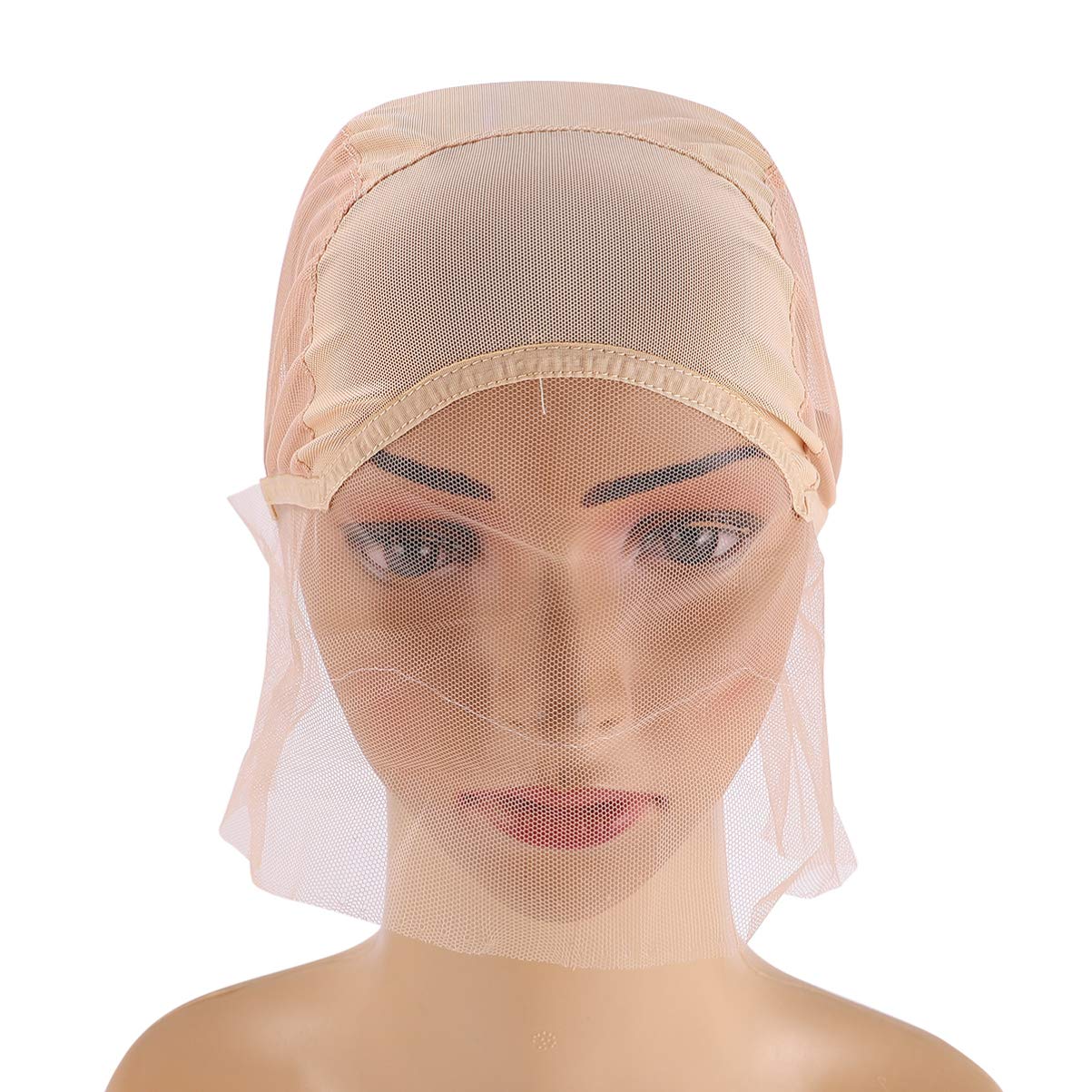 EXCLUZO Adjustable Front Lace Wig Cap with Elastic Strap - Breathable Mesh Hairnet for Women (Beige) | Perfect for Wig Making, Cosplay & Daily Hair Protection