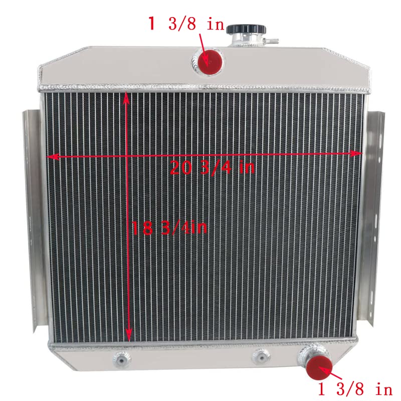 ALLOYWORKS CC5056 3-Row Full Aluminum Radiator with Fan Shroud Relay Kit - Compatible with 1955-1957 Chevy One-Fifty/Two-Ten Series & Belair Del Ray L6 V8 Engines | Perfect for Classic Car Restoration & Hot Rod Upgrades