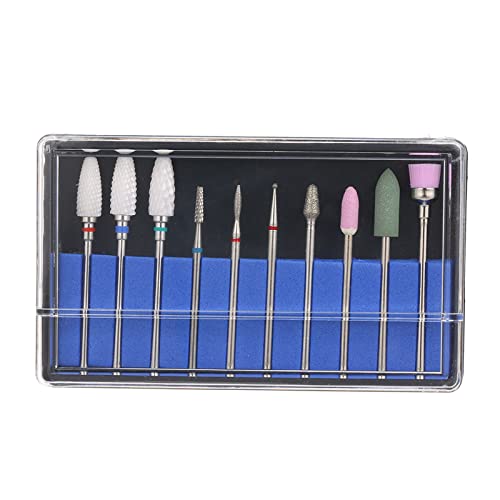 10PCS Professional Nail Drill Bit Set for Manicure & Pedicure - Diamond Carbide Ceramic Bits with Nail Dust Brush - Perfect for Salon, Home Nail Care & Nail Art Design