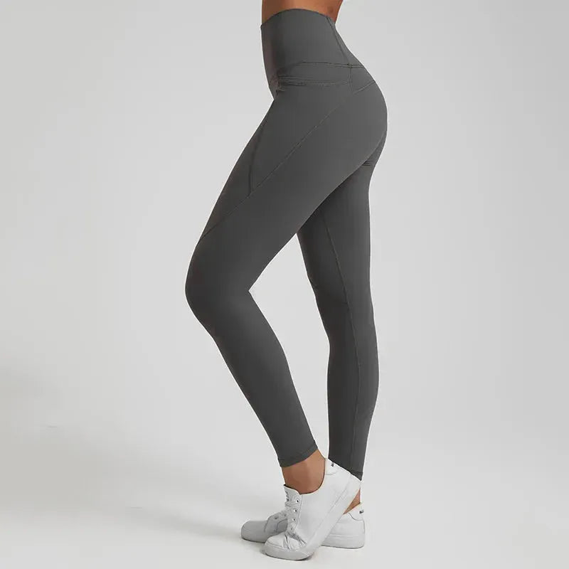 Seamless Nude Yoga Pants for Women - 3 Pocket High Waisted Gym Leggings with Push Up Effect | Perfect for Workouts, Running & Lounge Wear