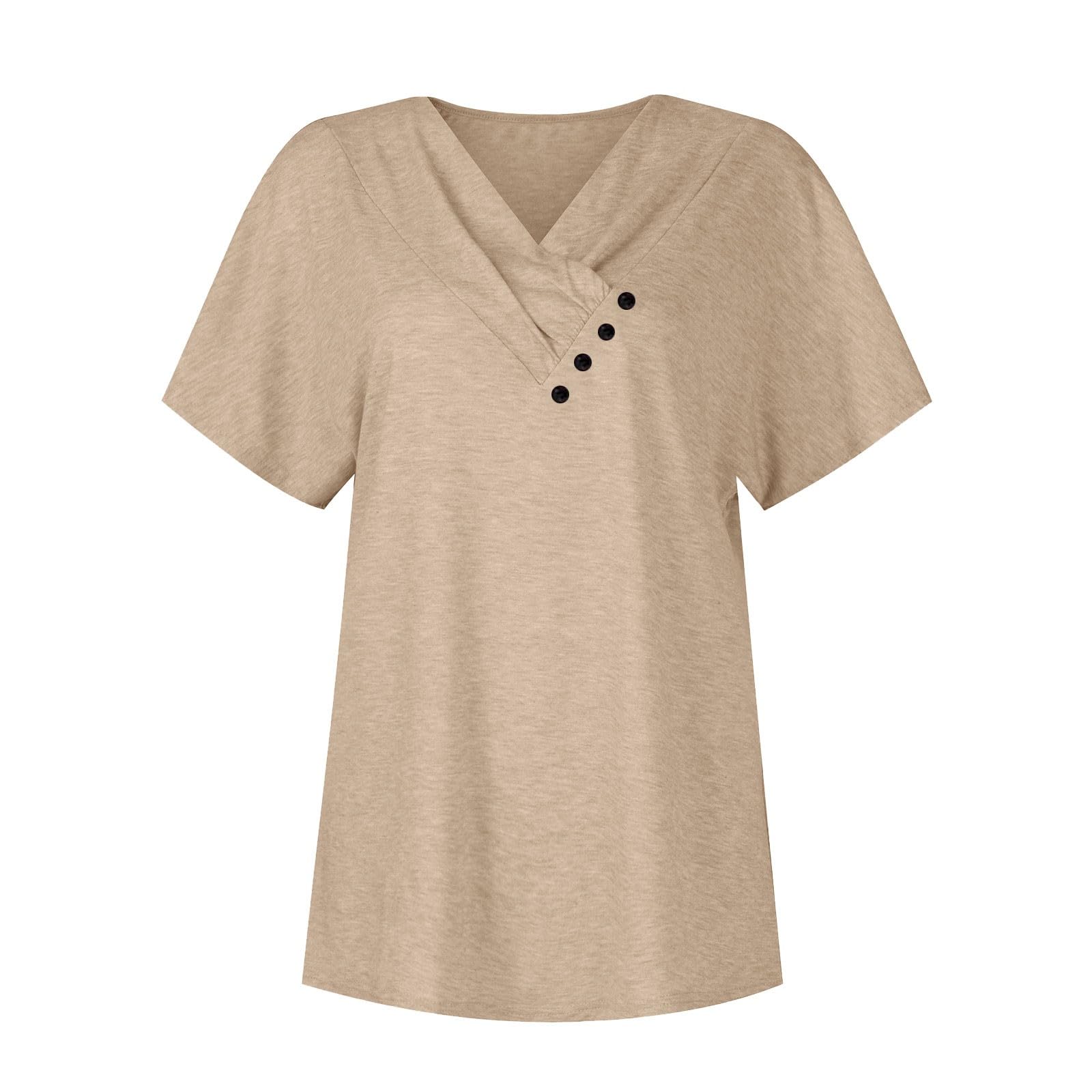 2024 Trendy Women's Summer Tops - Short Sleeve Button Down Shirts with Crewneck & V-Neck Styles | Cute Casual Blouses for Going Out, Office Wear & Date Nights | Breathable Tees for Beach, Shopping & Summer Vacation