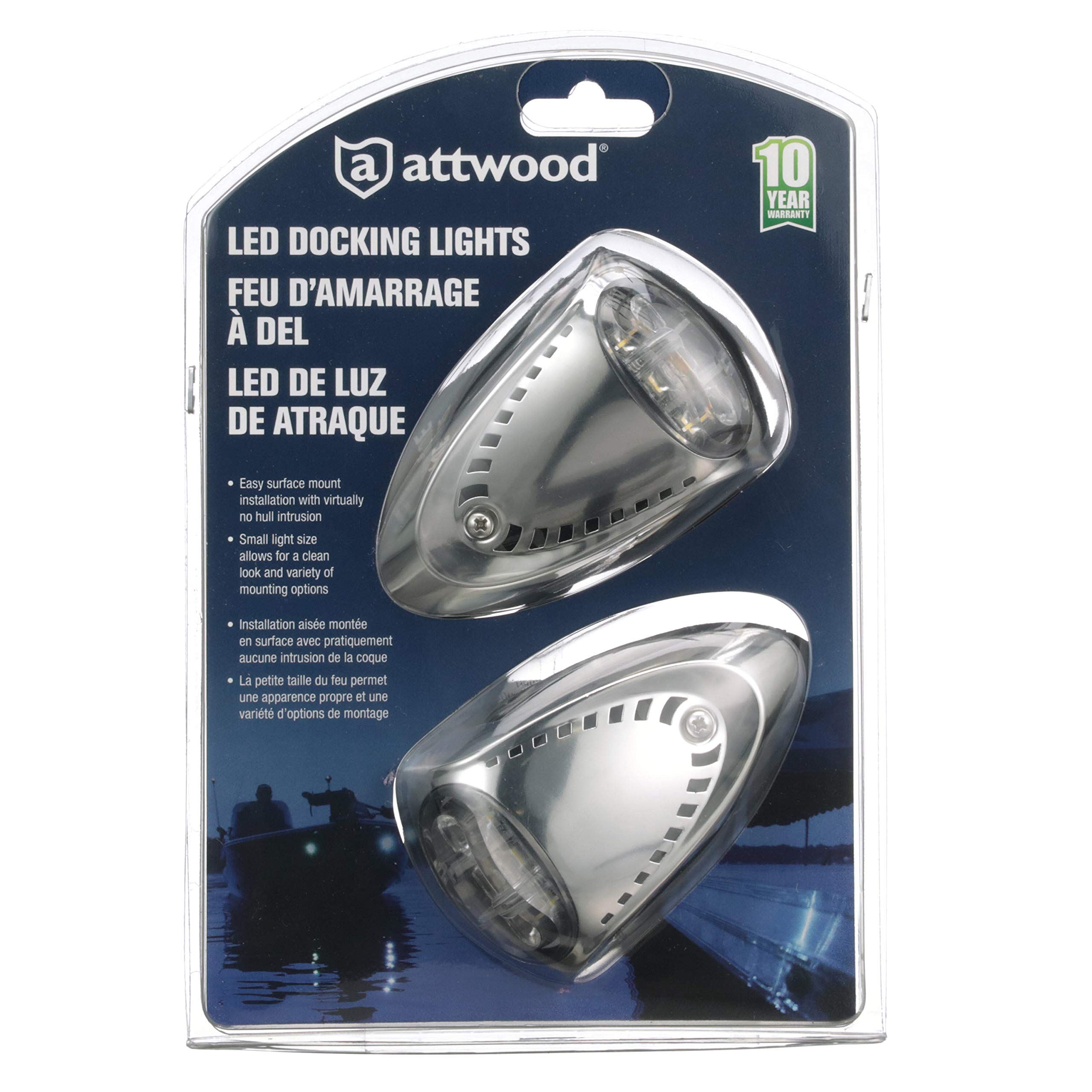Attwood 6522SS7 Universal Marine Boat LED Docking Lights - Waterproof, Stainless Steel, Bright Navigation Lighting for Boats, Yachts & Docks - Perfect for Night Cruising & Safe Harbor Maneuvering