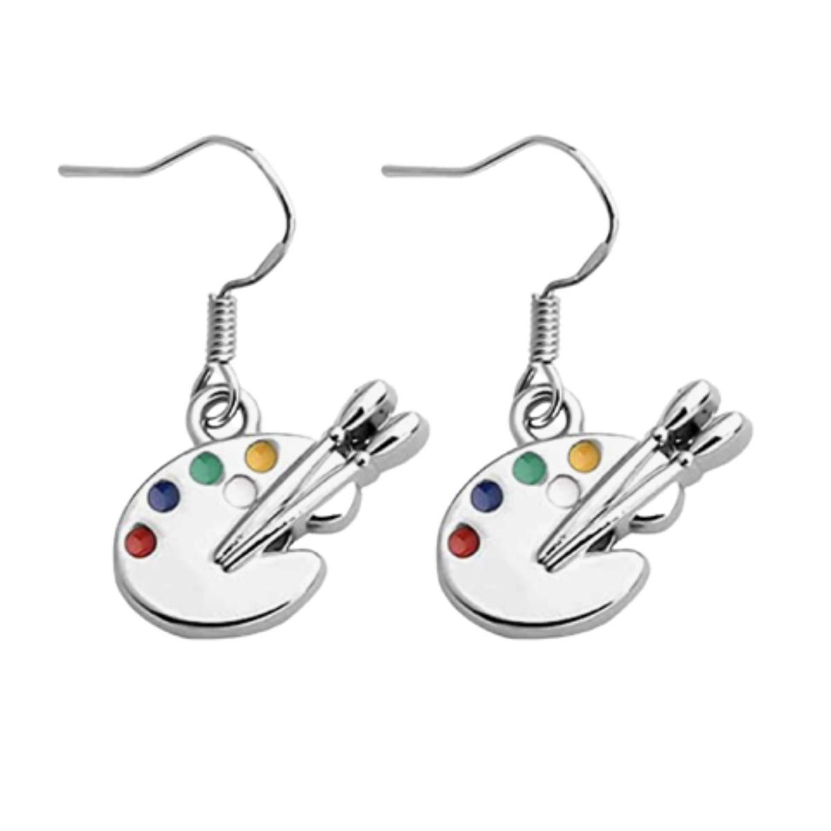 Artist Paint Palette Dangle Earrings - Colorful Paint Brush Drop Earrings for Women | Unique Painter Jewelry Gifts for Artists, Art Teachers & Creative Women | Perfect for Art Classes, Painting Parties & Artistic Outfits