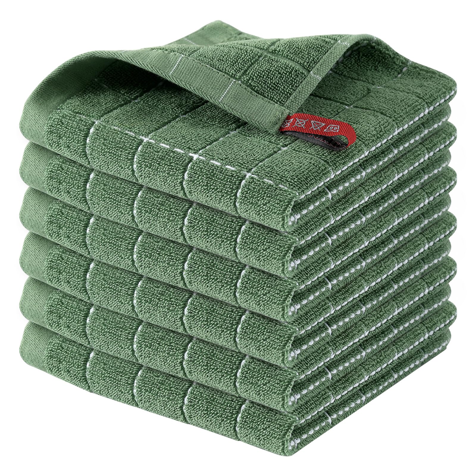 Homaxy 100% Cotton Terry Dish Cloths - Ultra Soft Absorbent Kitchen Towels (6 Pack) for Washing & Drying Dishes